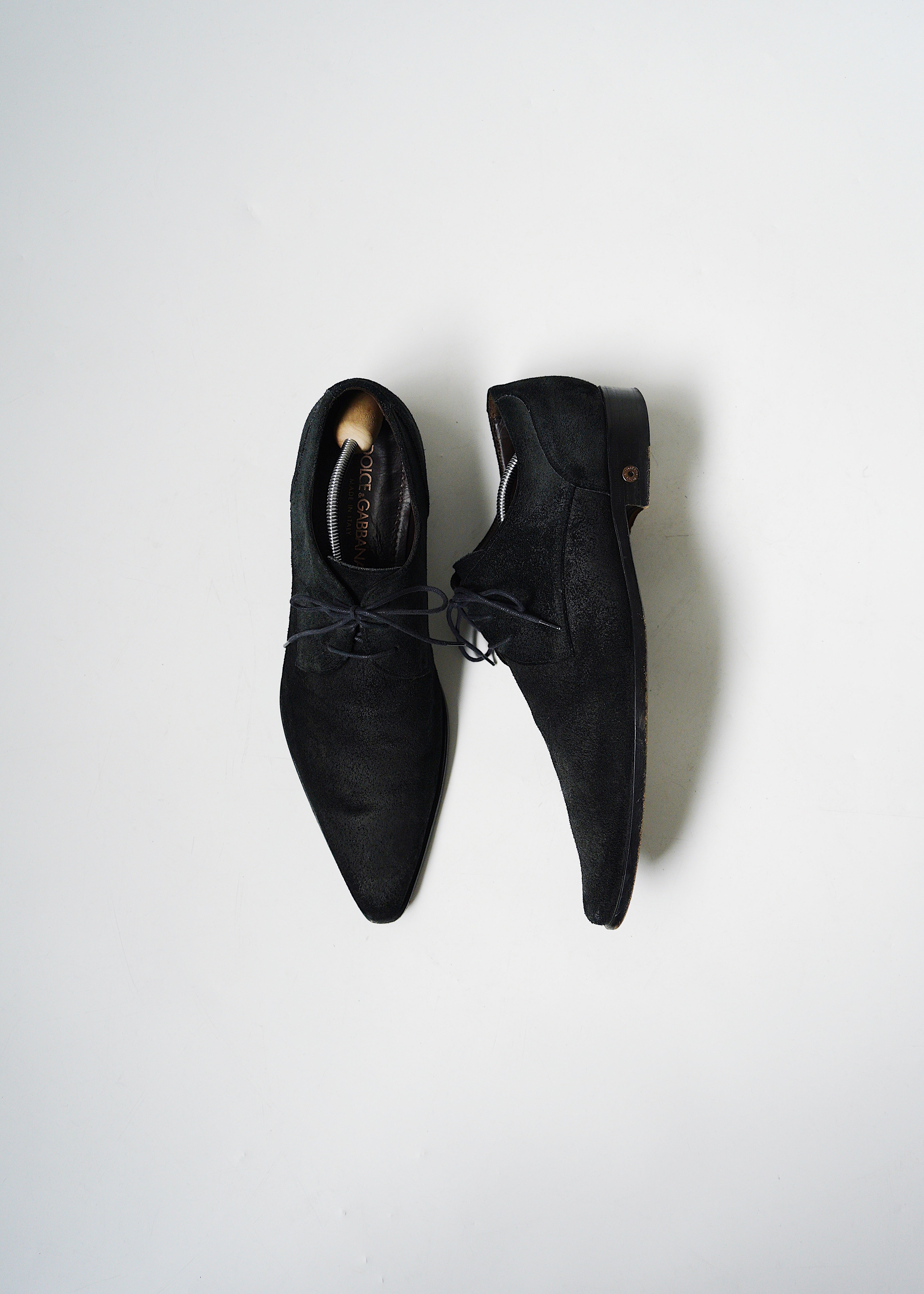00's DOLCE & GABBANA pointed toe suede leather shoes