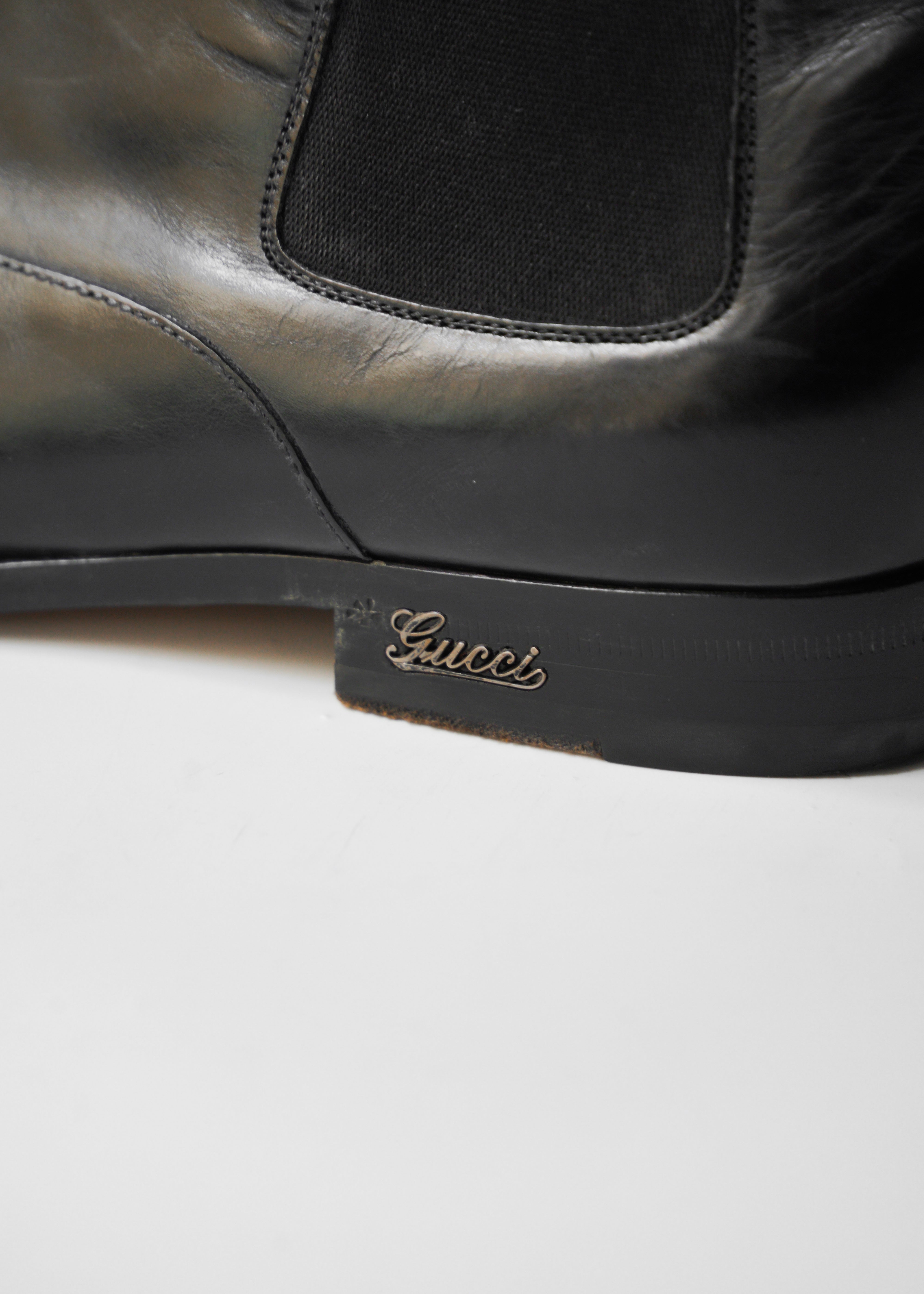 90-00’s GUCCI side gore short cut leather boots