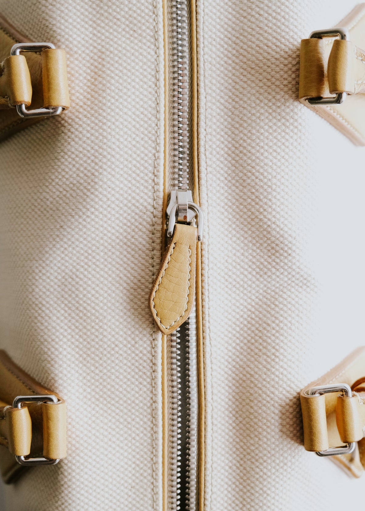00's JIL SANDER grained calf leather canvas boston bag