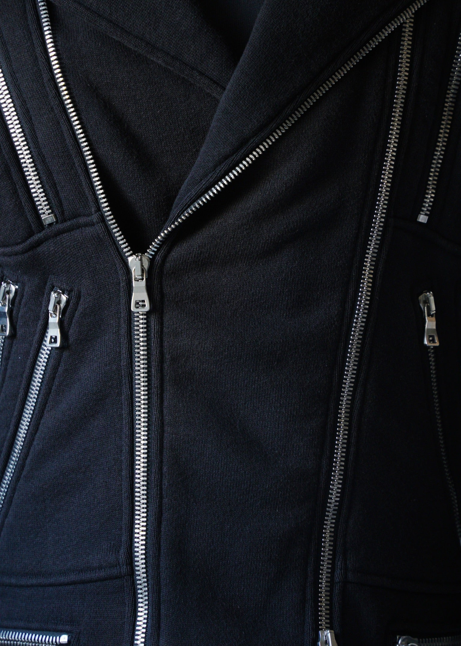 BALMAIN leather switching cotton rider's jacket