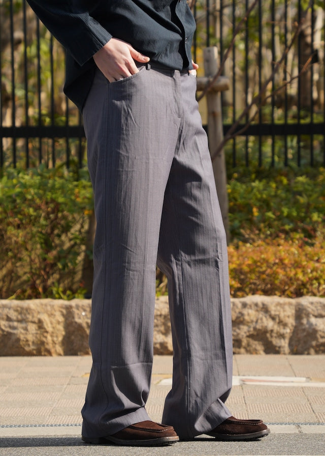Wide Straight Center-Pressed Stripe Trousers