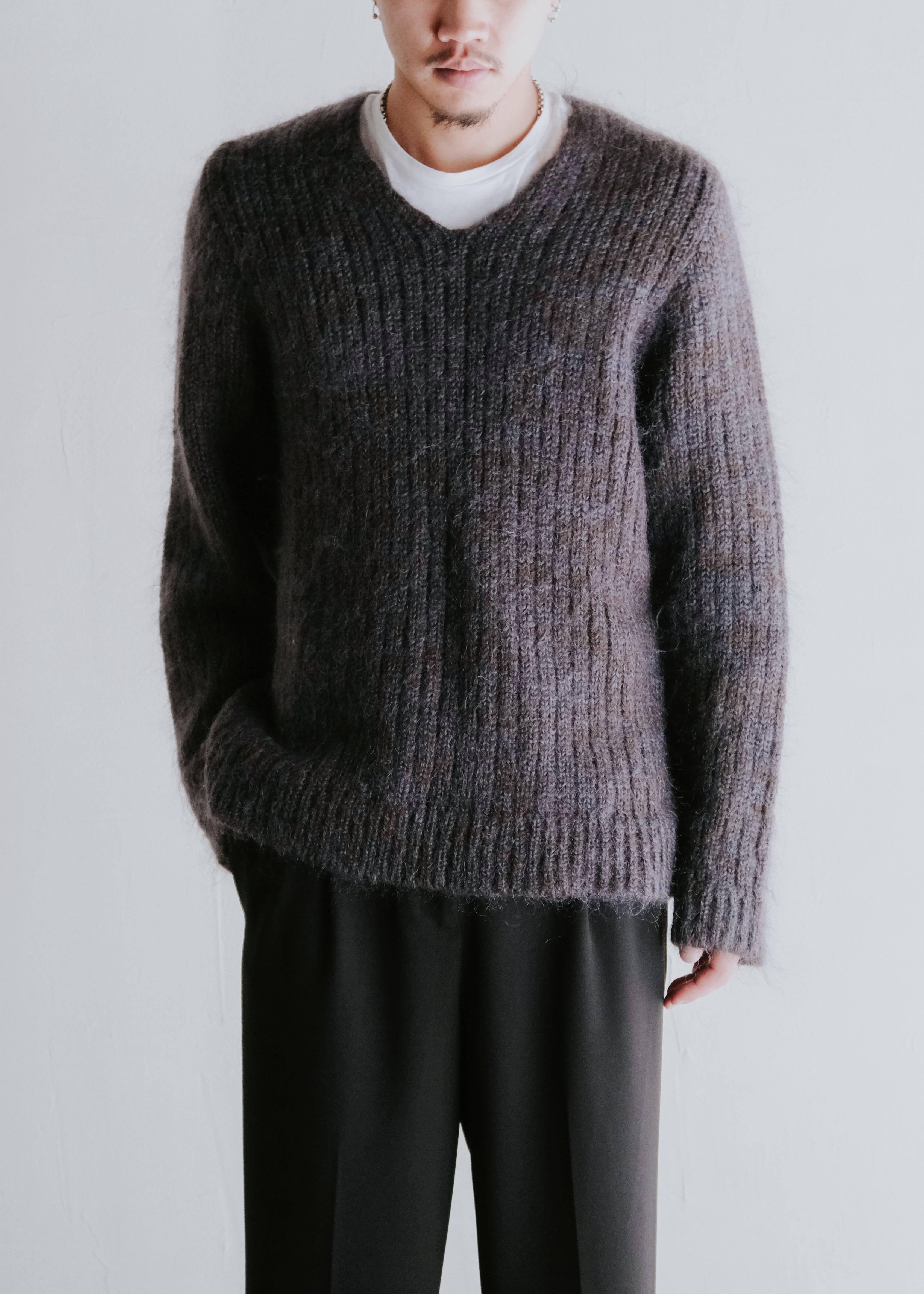 90's A.P.C. mohair low gauge v neck knit