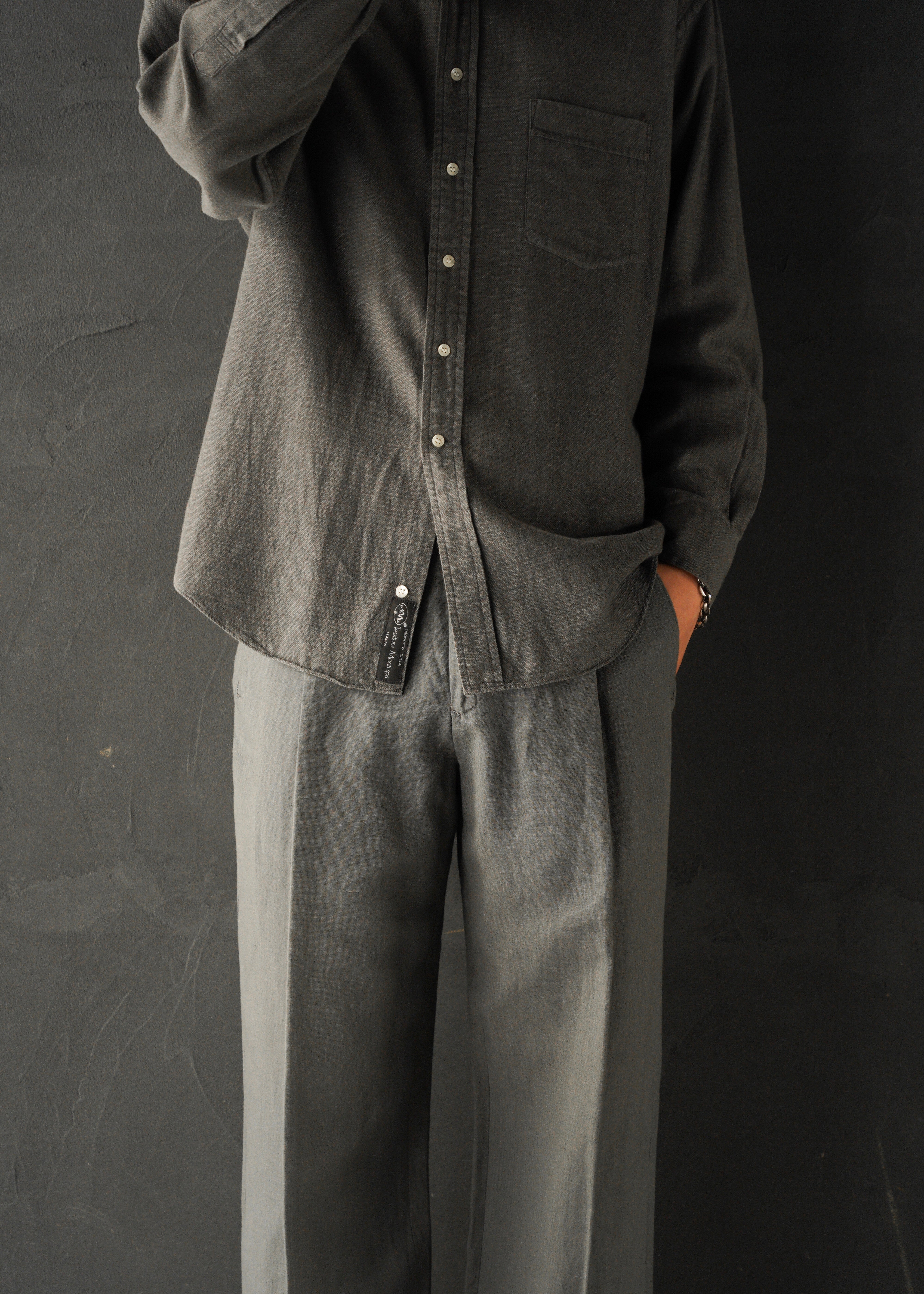 90’s BALENCIAGA regular collar long sleeve cotton shirt