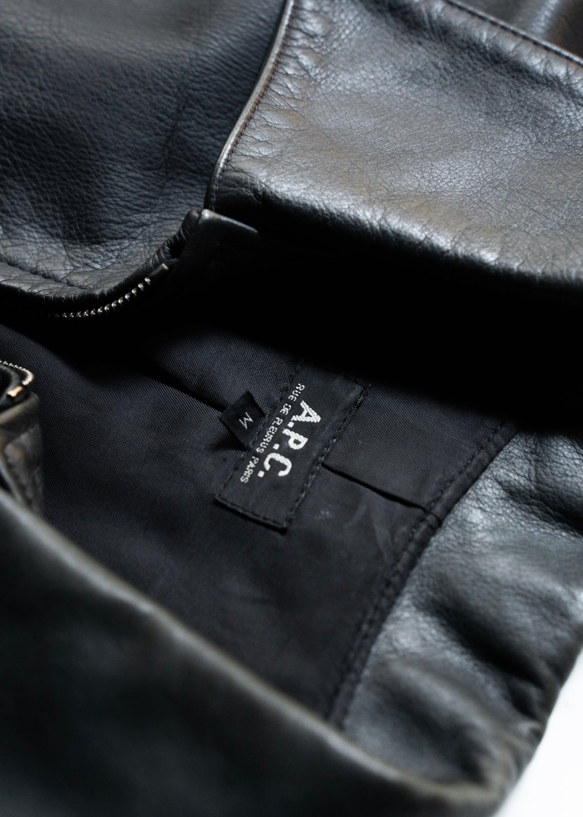 90-00’s A.P.C. zip up cow leather jacket