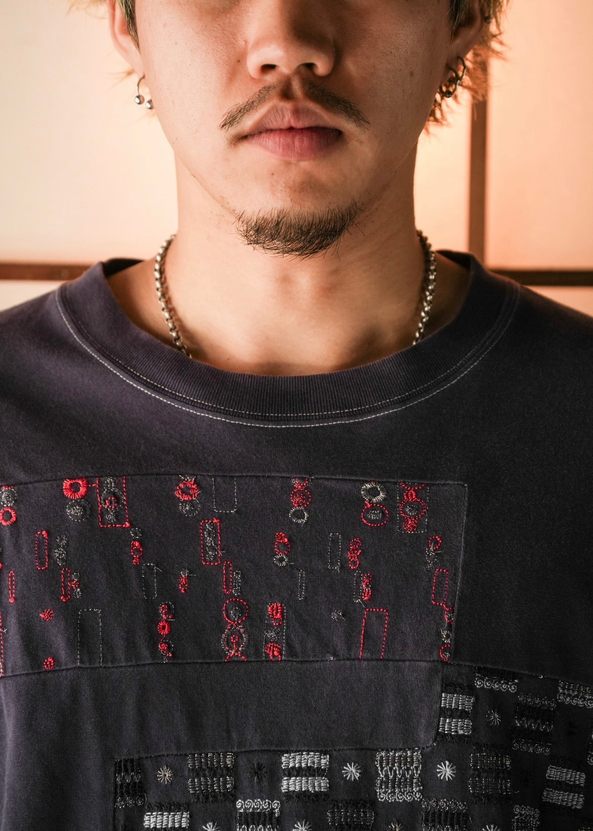 COMME des GARÇONS HOMME AD2002 embroidered panel long sleeve T-Shirt