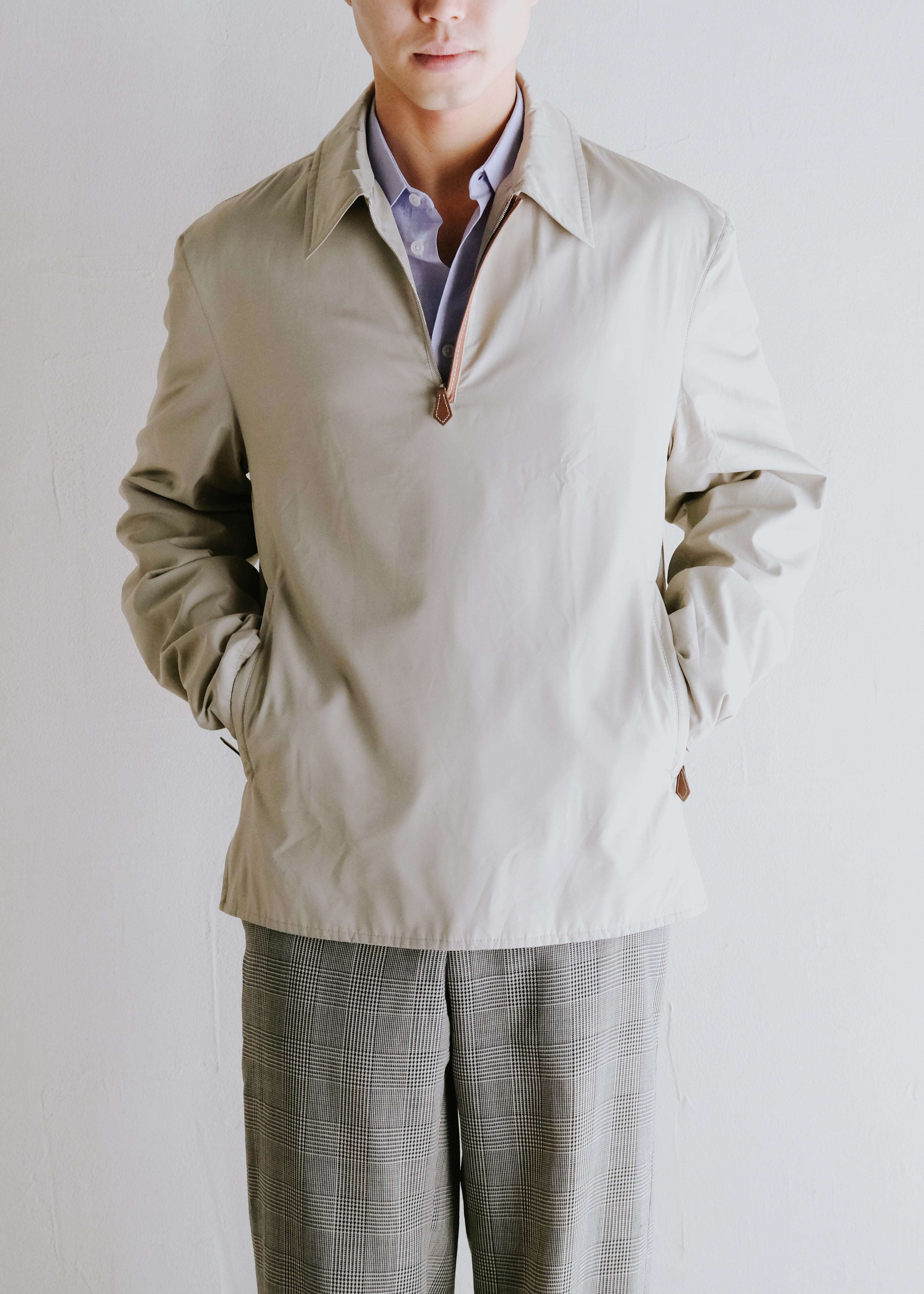HERMÈS 00's half zip polyester light padded jacket
