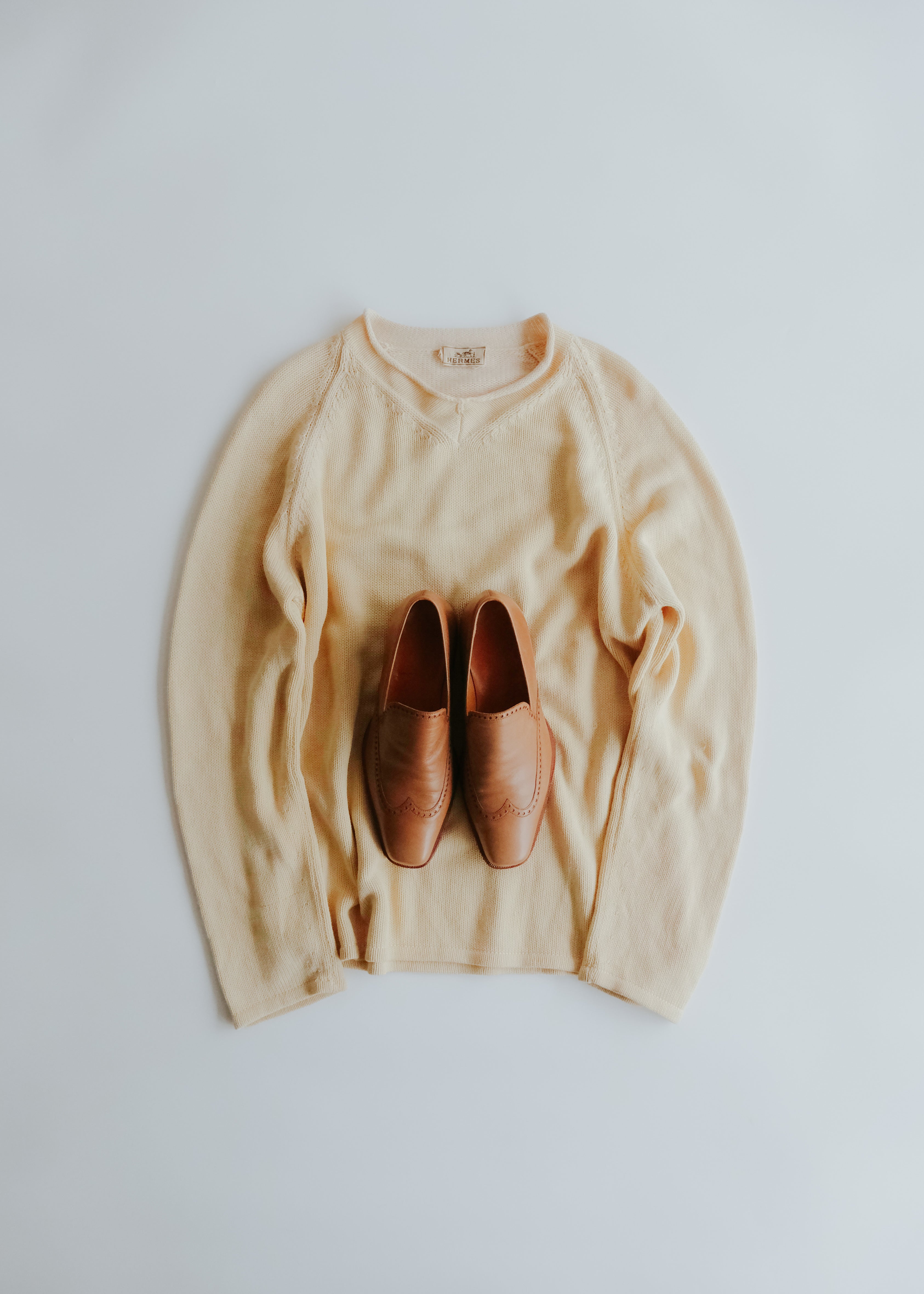 00's HERMÈS cashmere lining cotton raglan sleeves knit
