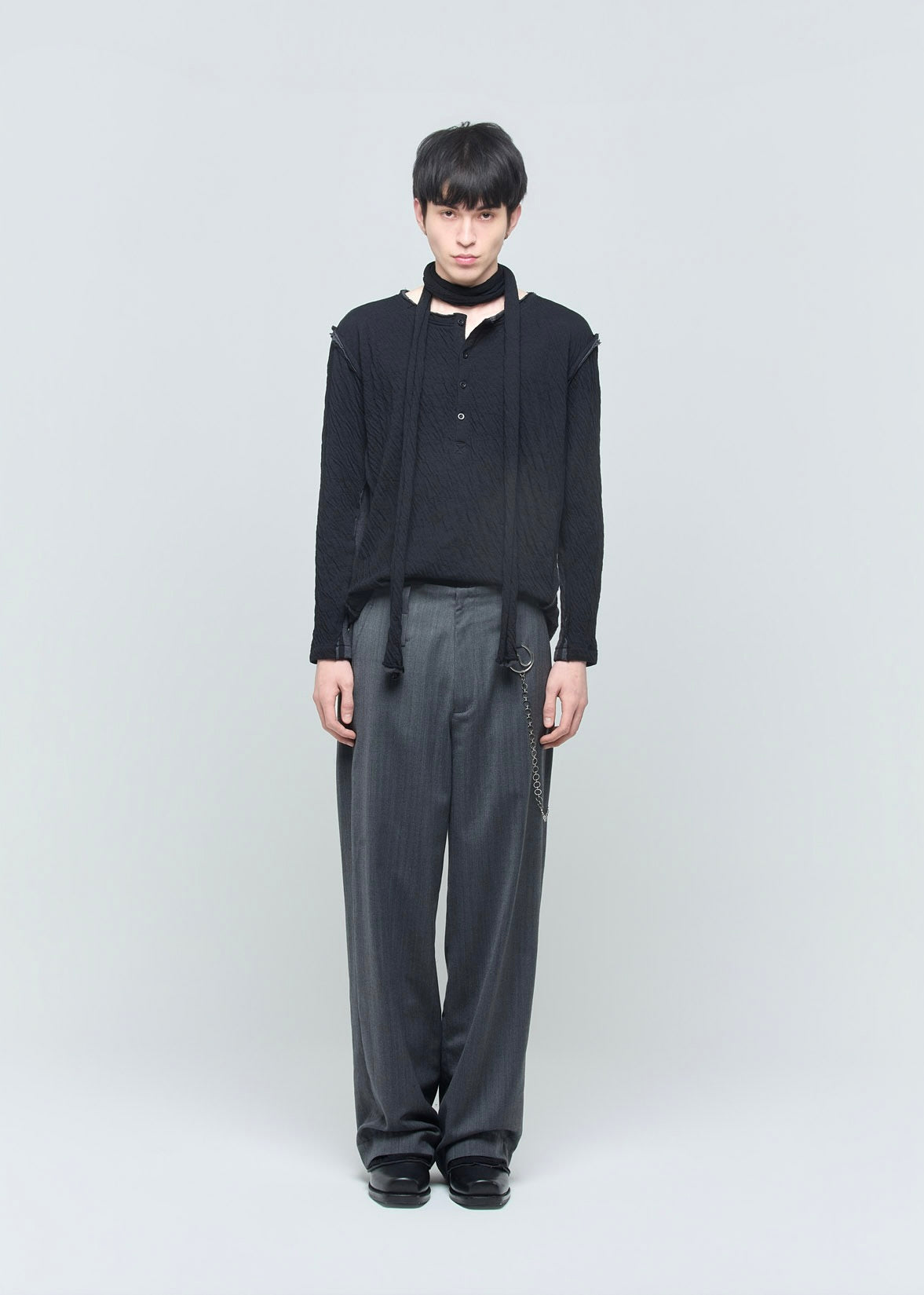 SHOOP 26AW RAYMOND CHAIN TROUSERS / Grey Herringbone