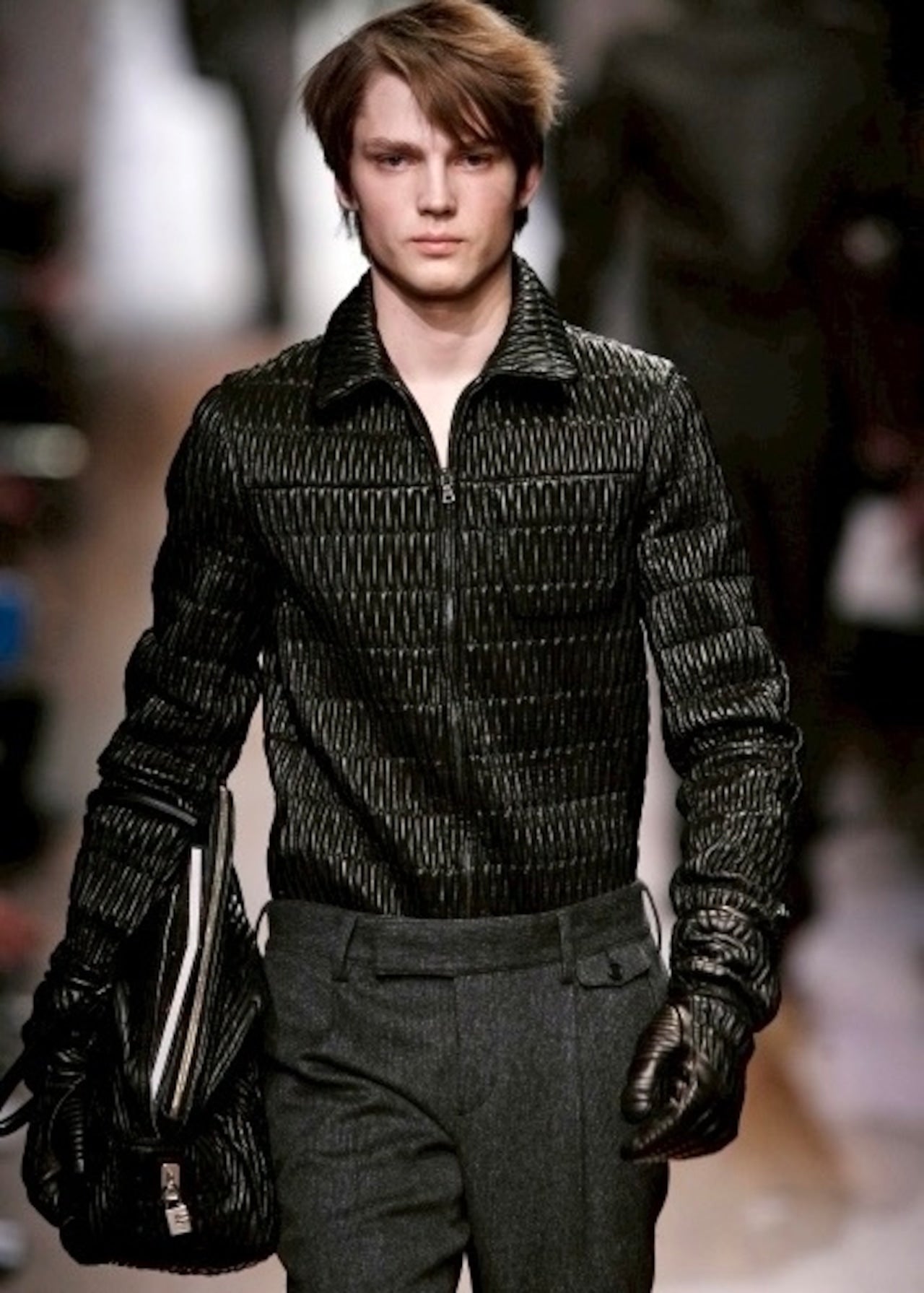 PRADA 06AW double zip pleats leather jacket