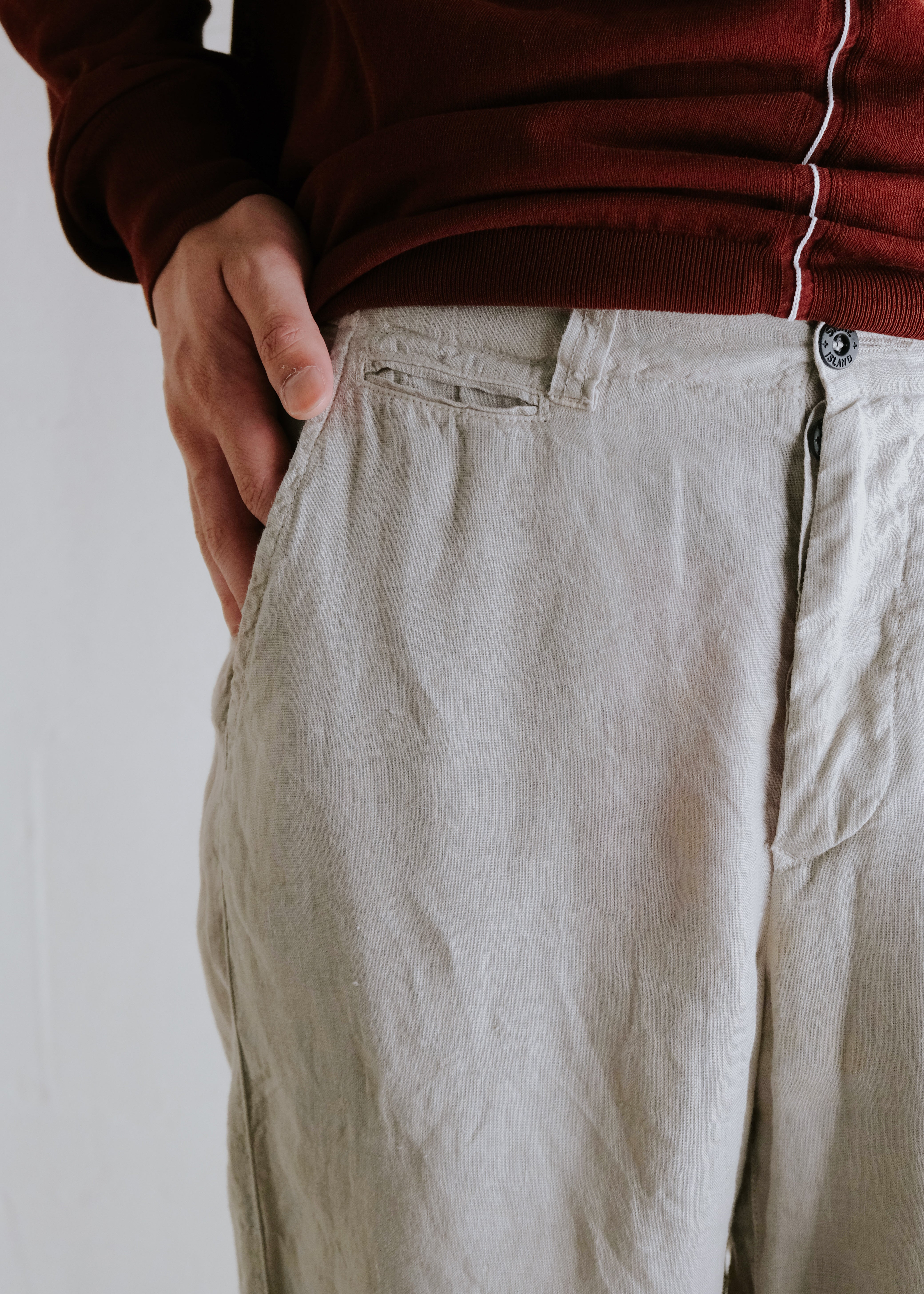 STONE ISLAND 02SS linen straight trousers