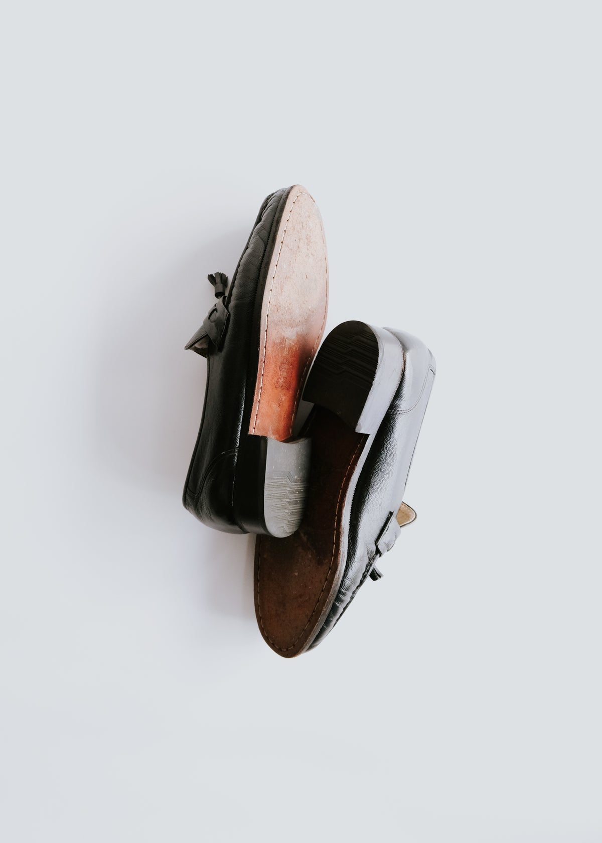 gathered leather tassel loafer