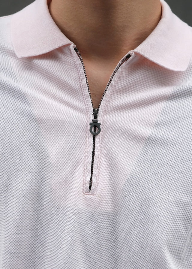00's Salvatore Ferragamo half zip cotton knit polo