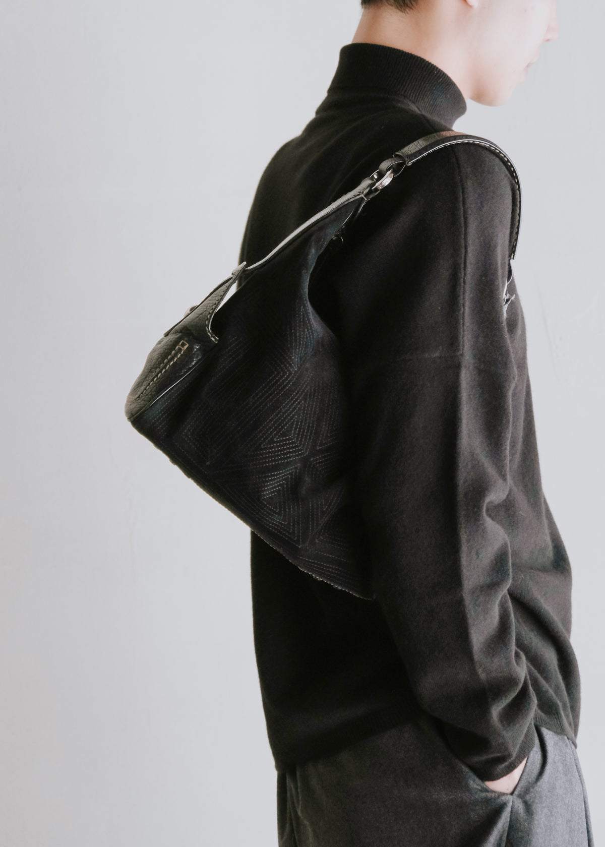 TOD'S velvet leather switching hand bag