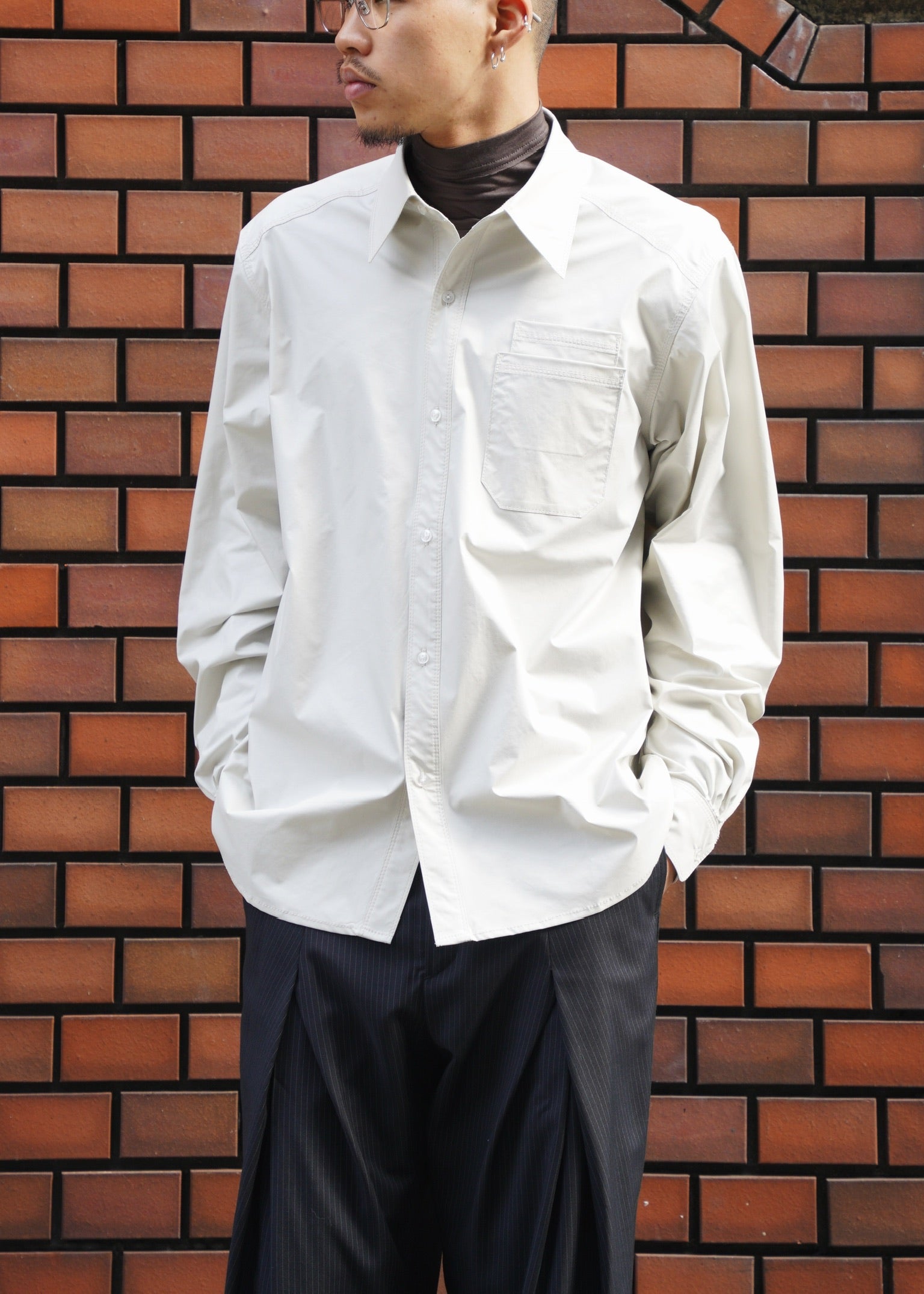 D.Nart.Ampta 25AW stitched double patch pocket shirt