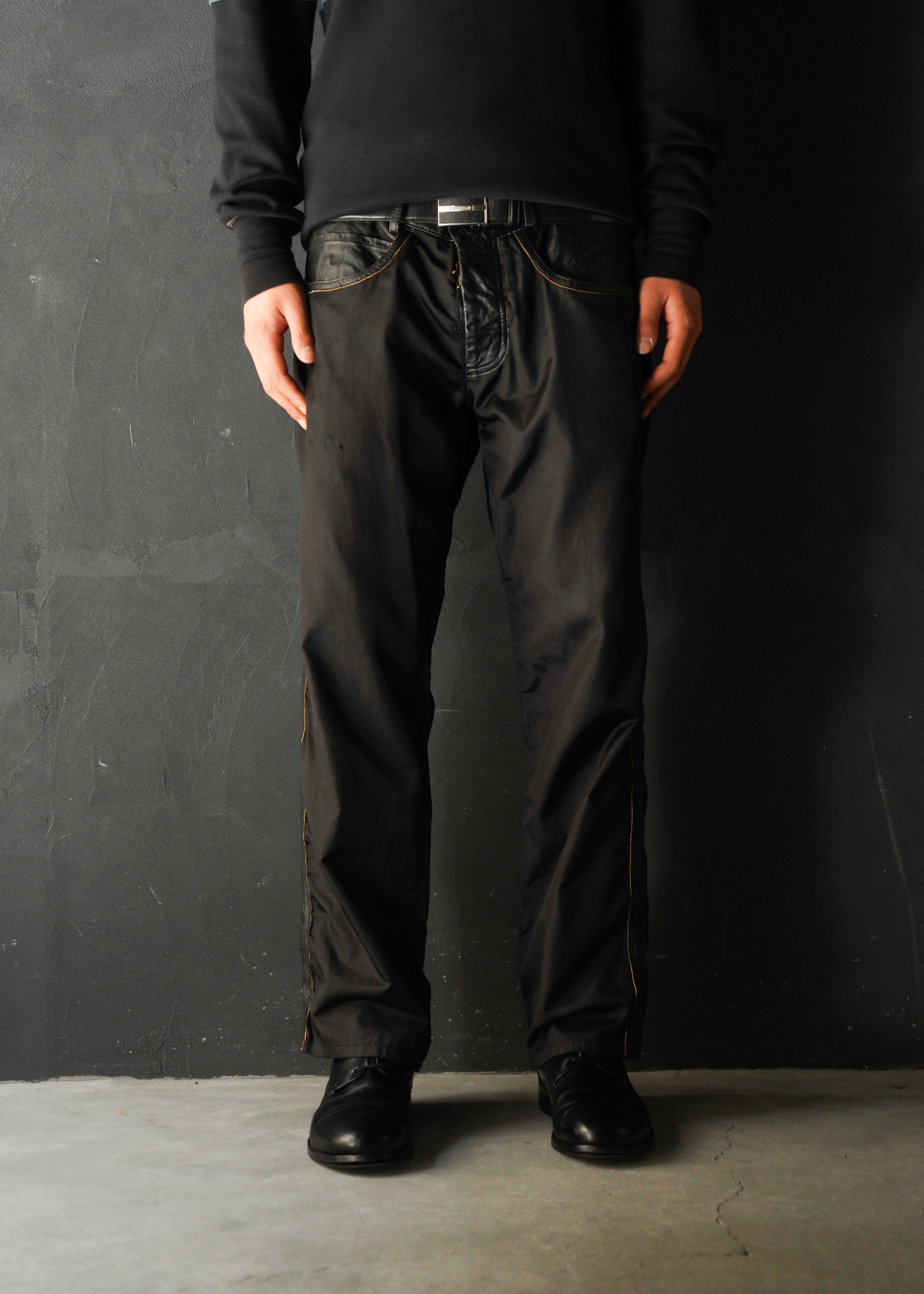 Martin Margiela 07SS switching leather nylon trousers
