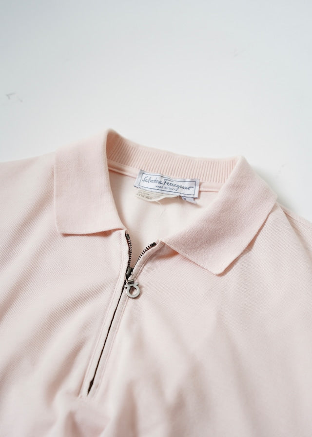 00's Salvatore Ferragamo half zip cotton knit polo