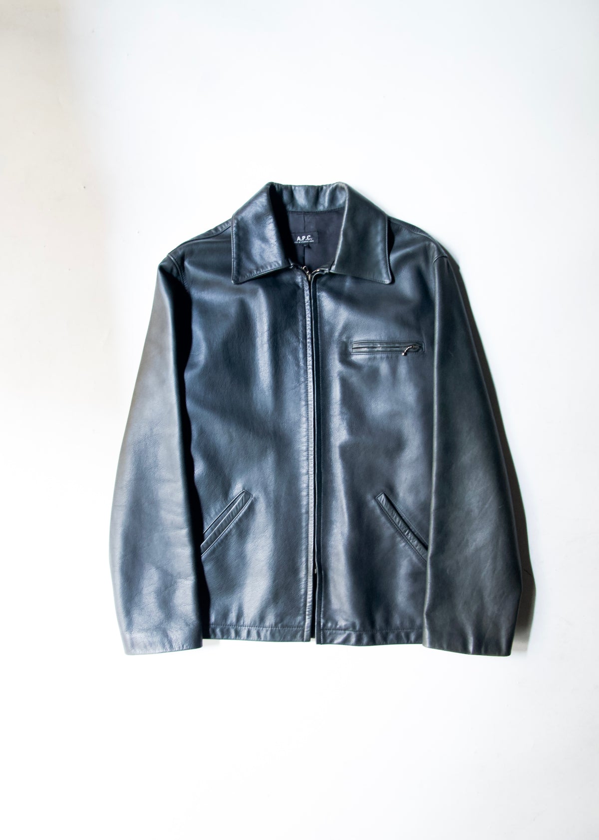 90-00’s A.P.C. zip up cow leather jacket