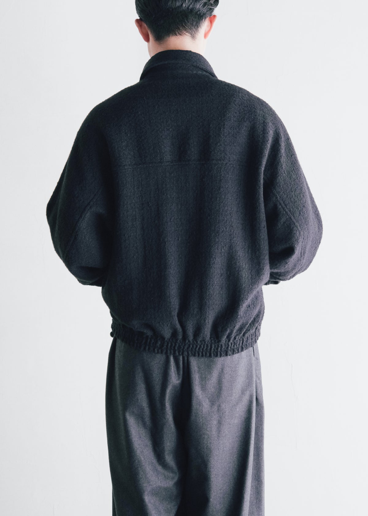 nonnotte 26AW Draping Big Yoke Raglan Drizzler Jacket N Tweed 002 / Smoked Black