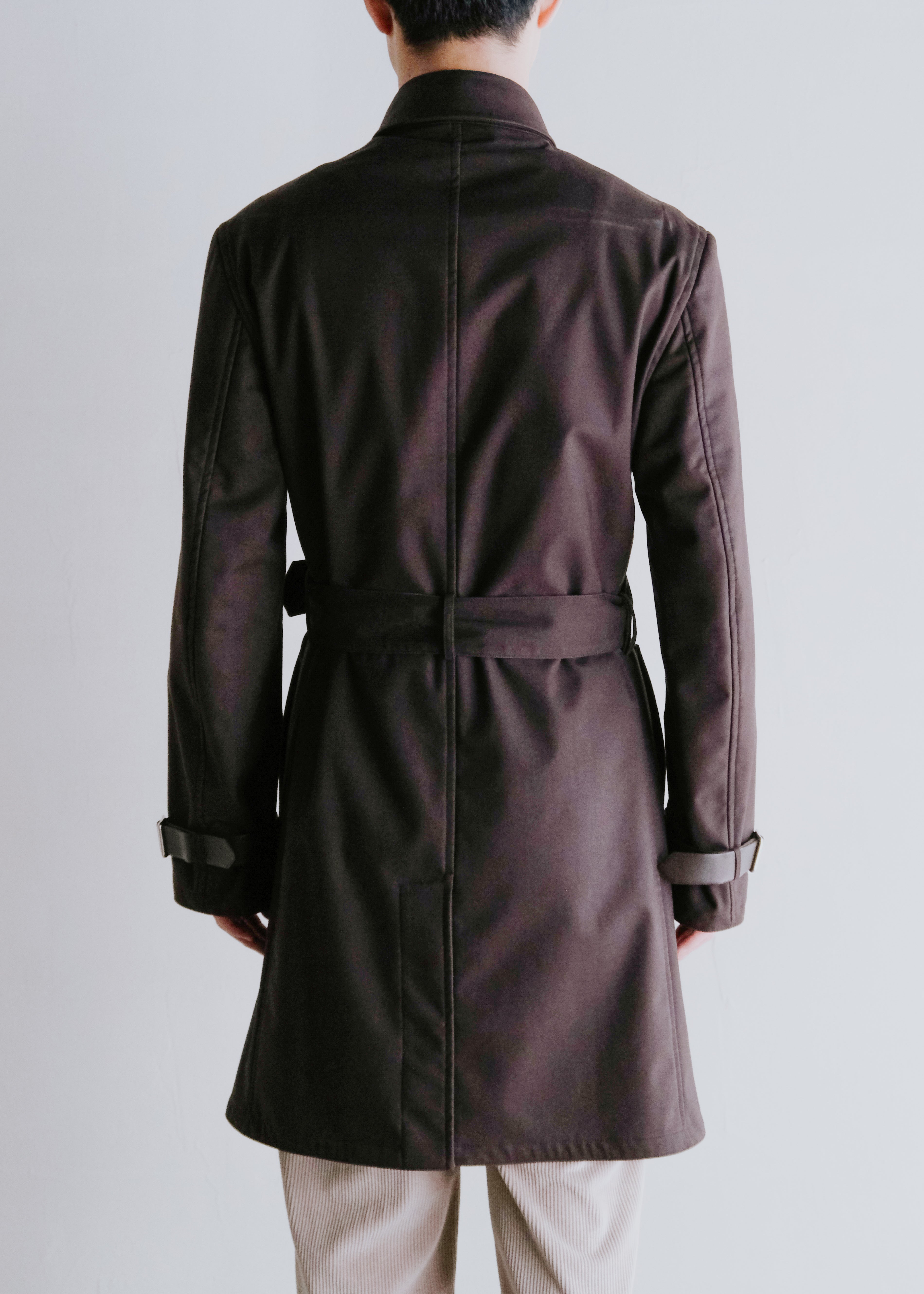 00's HERMÈS waxed cotton multiple belted coat