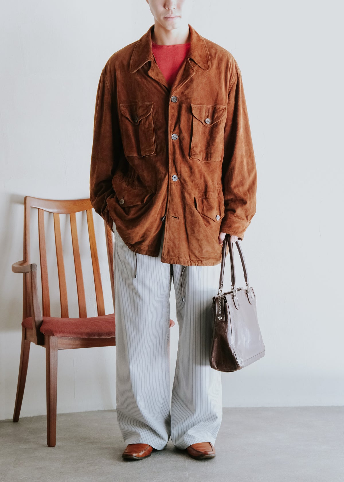 80's HUGO BOSS suede leather safari jacket