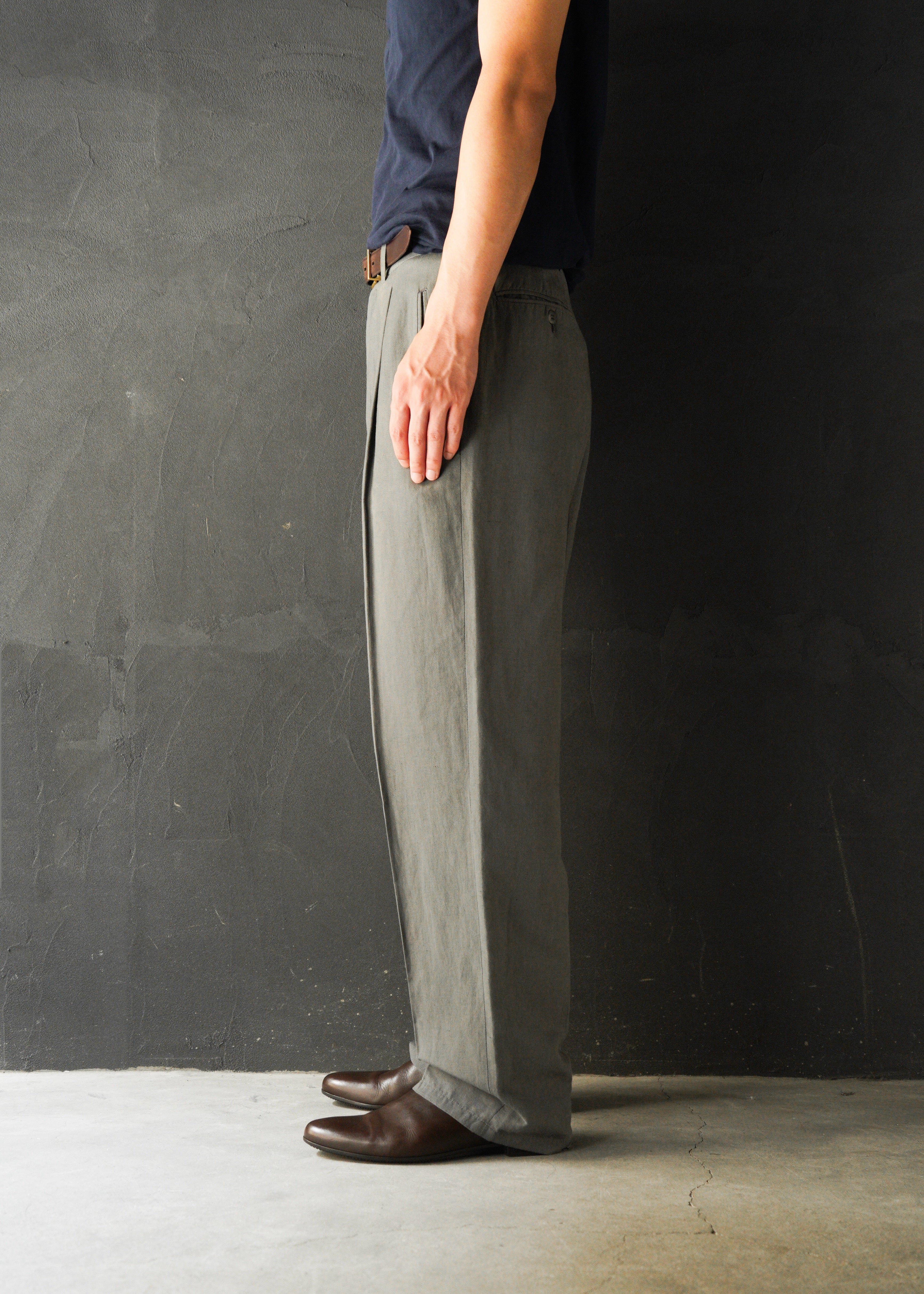 00’s ARMANI COLLEZIONI center crease cotton blend linen pants