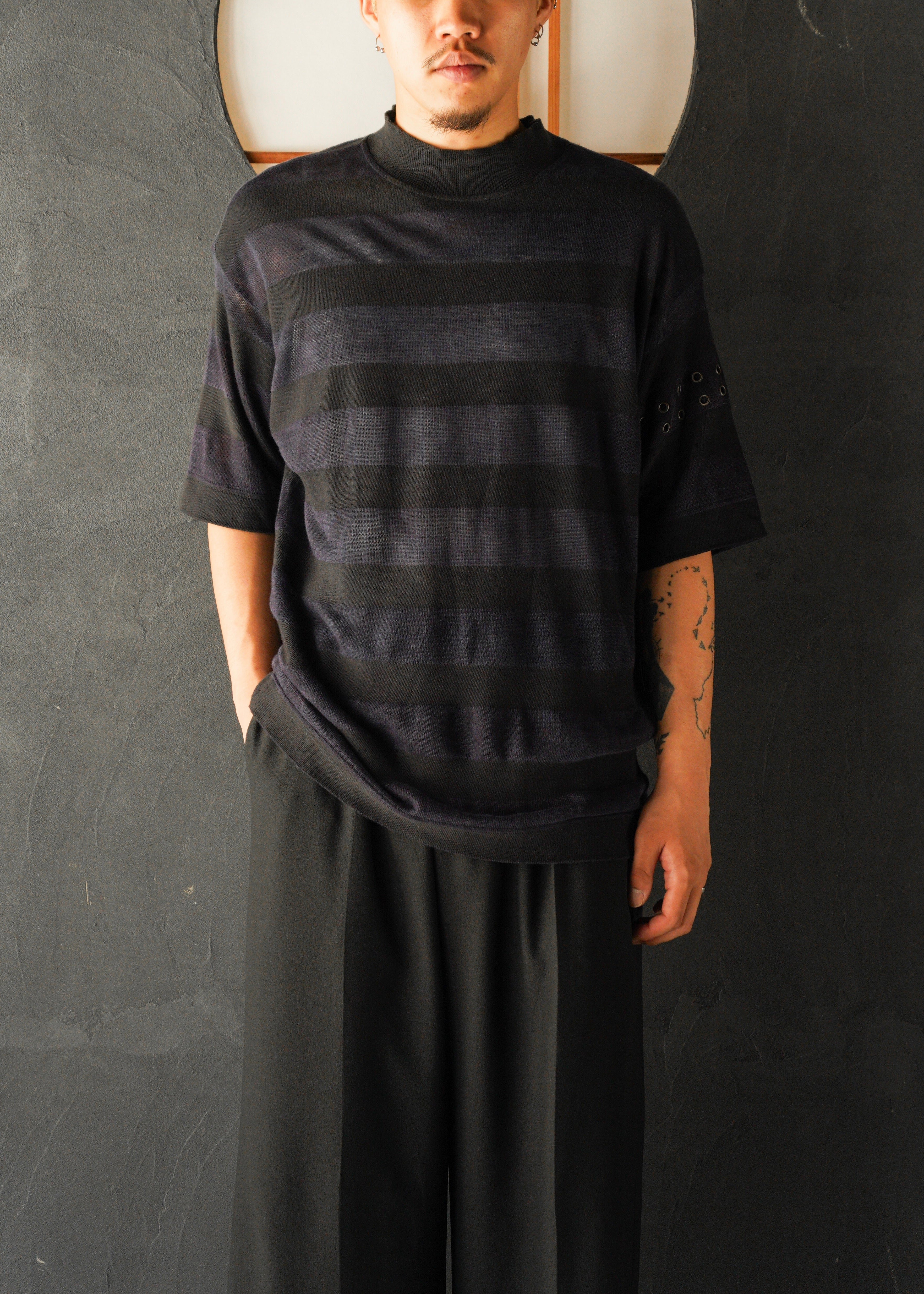GIAN FRANCO FERRE loose fit border linen T-shirt