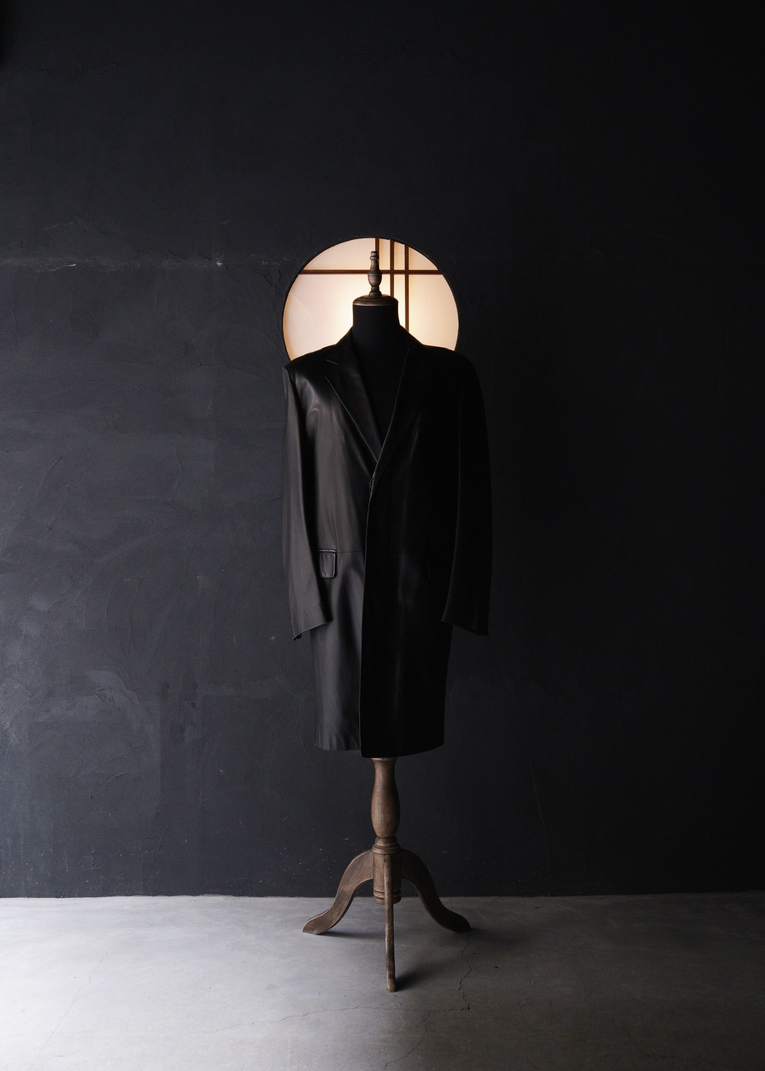 HELMUT LANG fly front leather chesterfield coat
