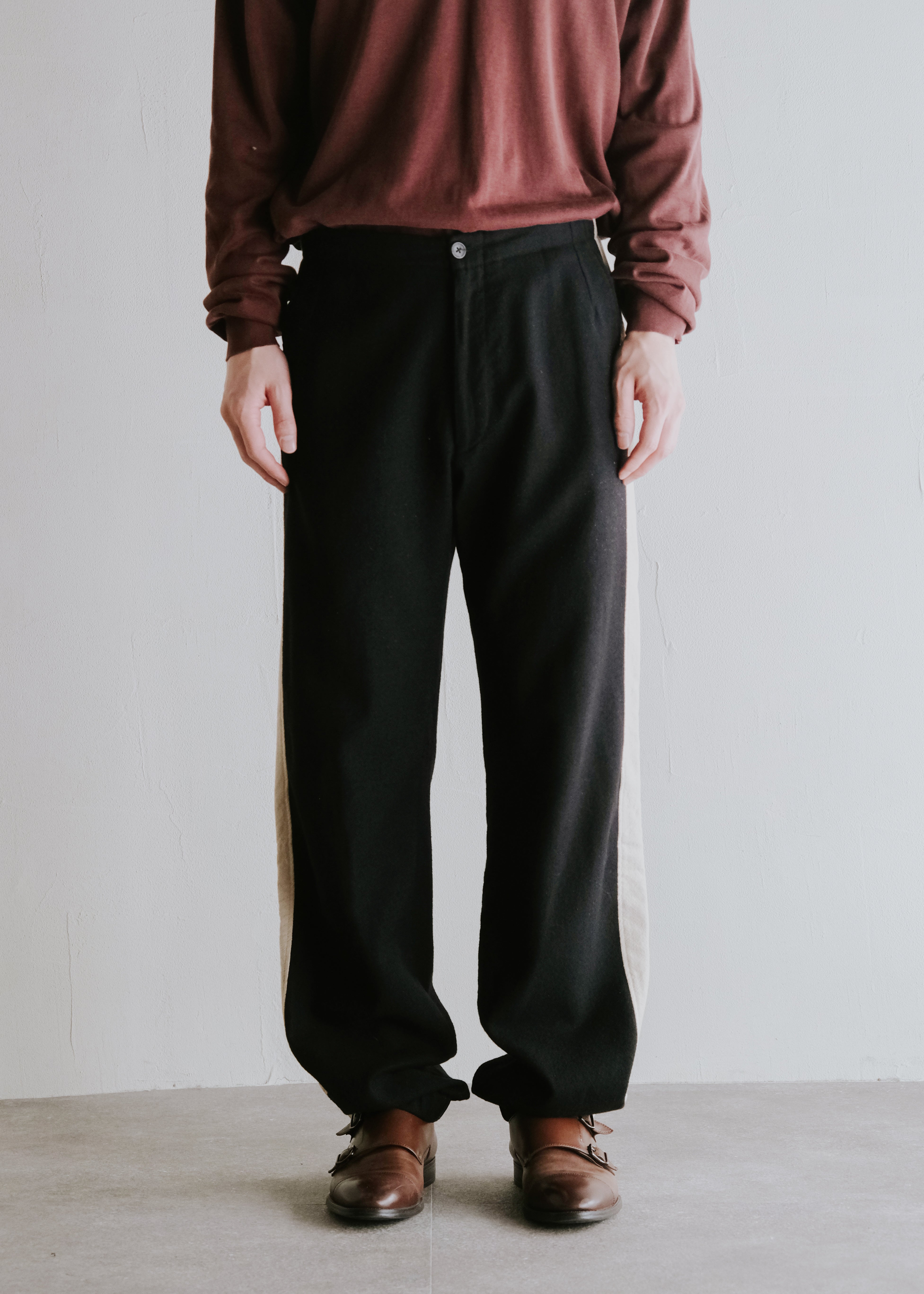 DRIES VAN NOTEN 03AW side line wool easy pants
