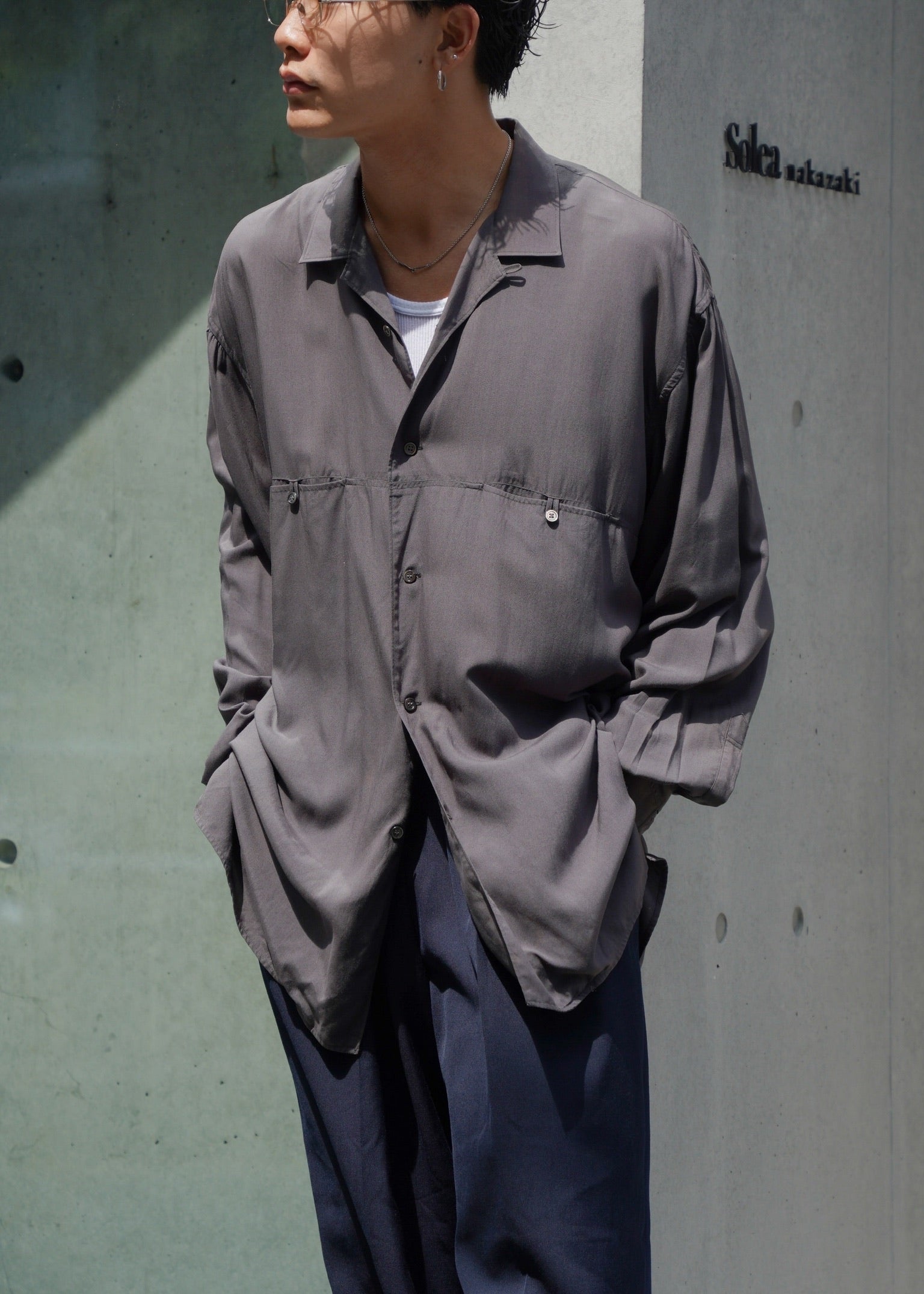 90’s Y's for men loose fit rayon open collar shirt