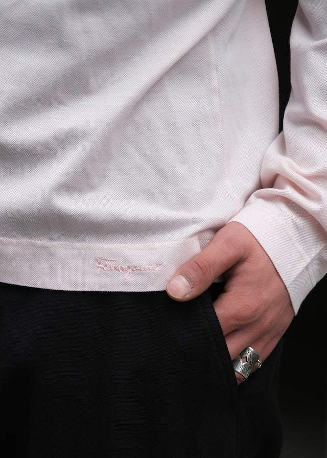 00's Salvatore Ferragamo half zip cotton knit polo