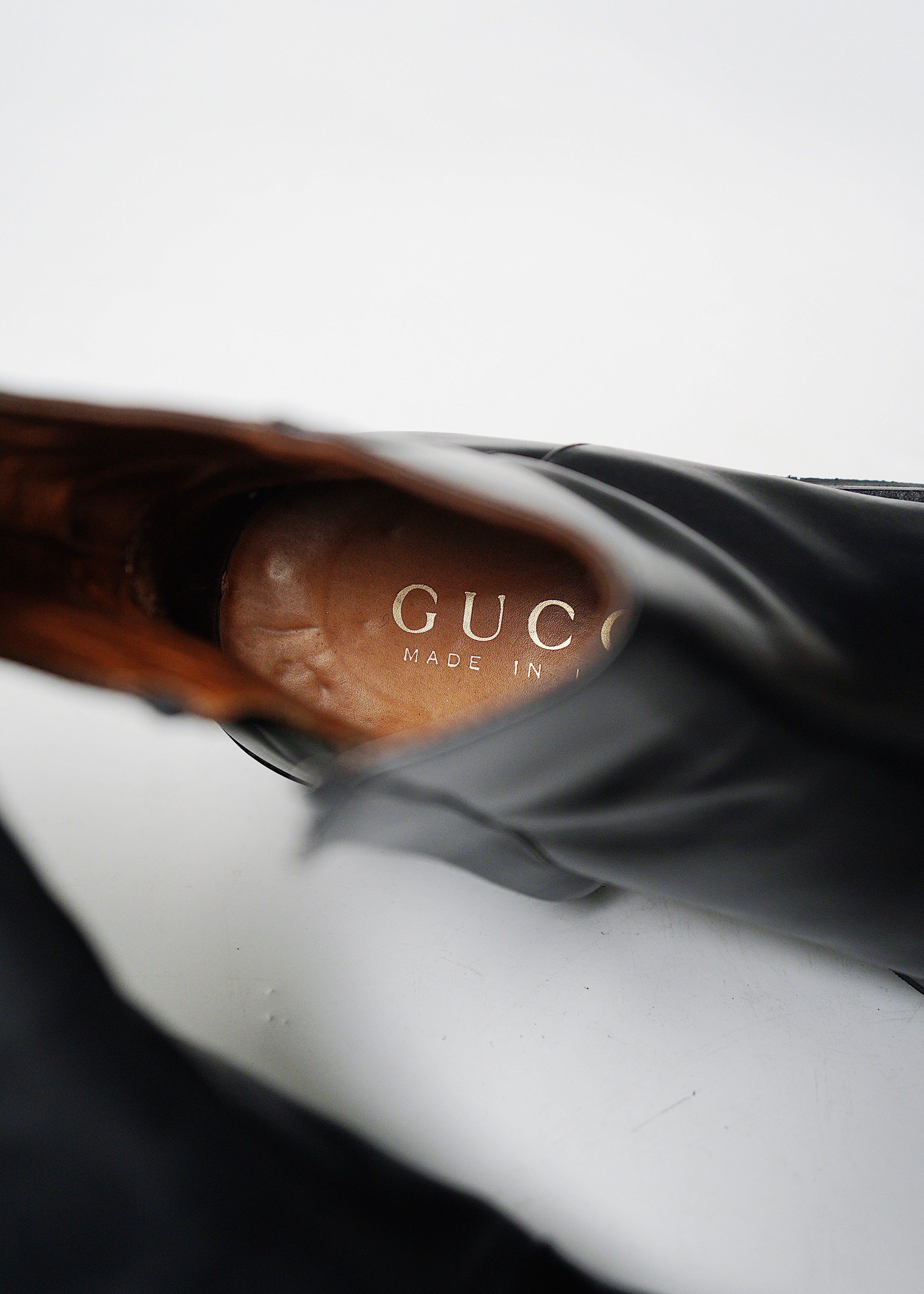 GUCCI side zip square toe leather boot