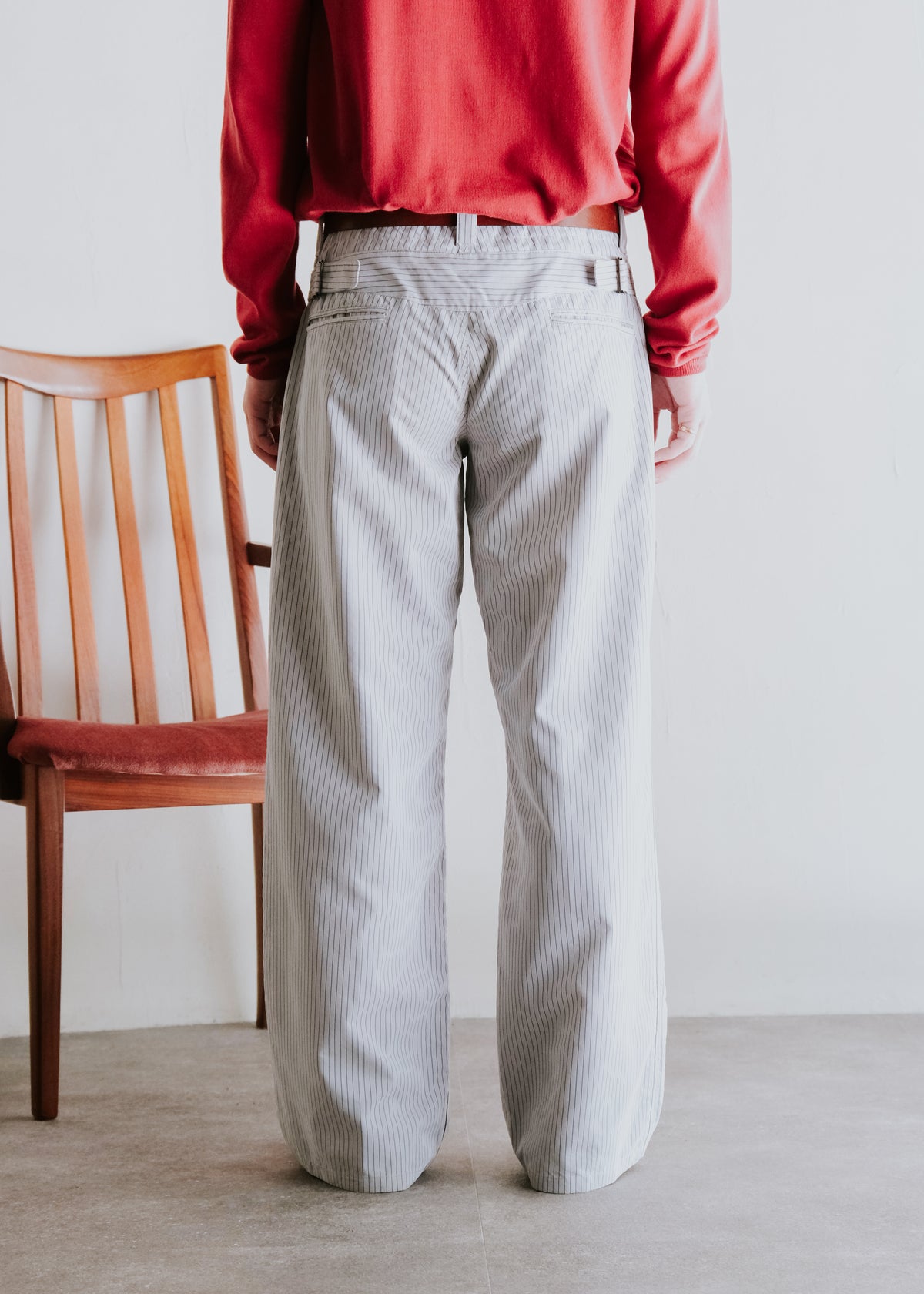 00's EMPORIO ARMANI striped wide buggy modal trousers