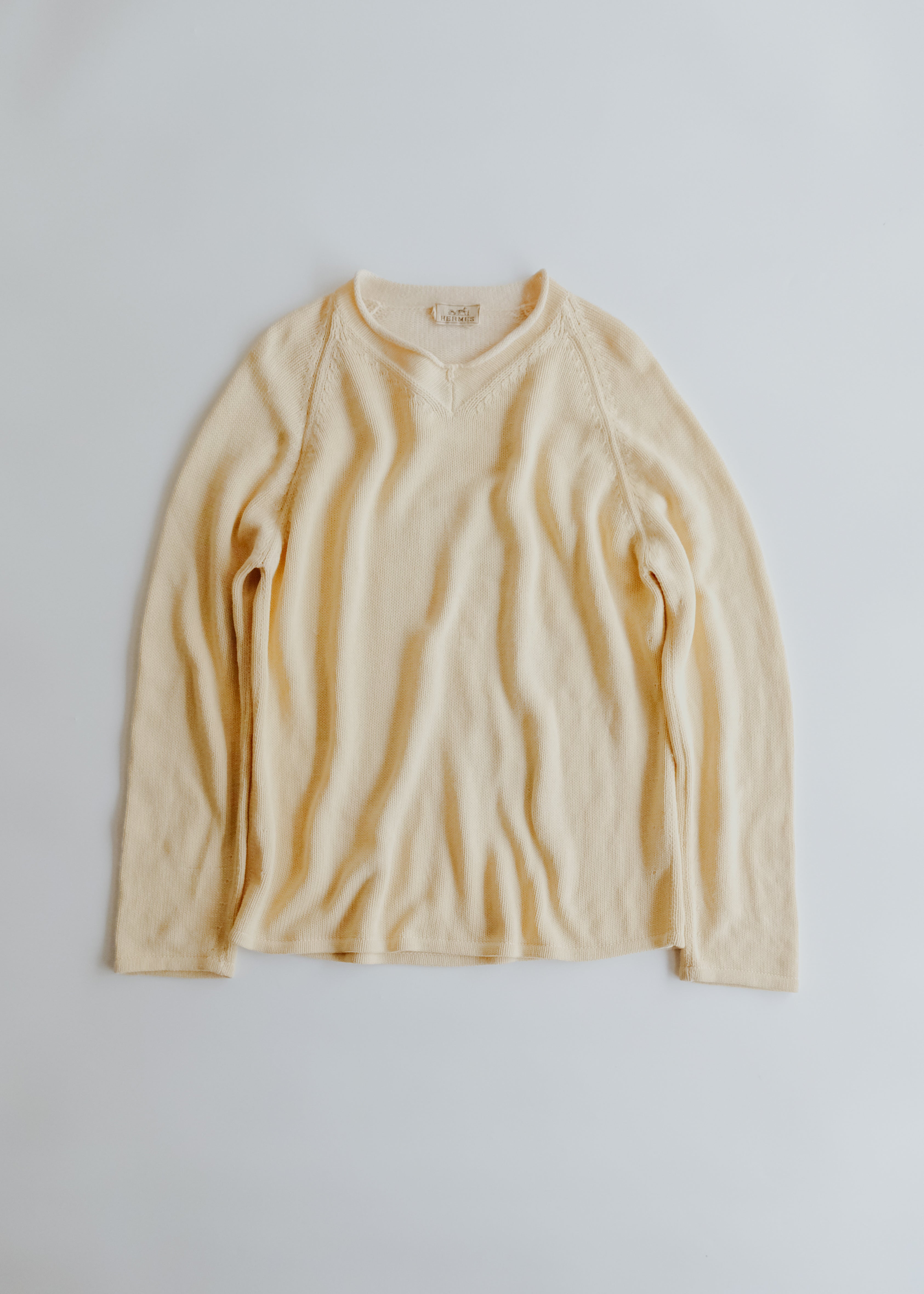 00's HERMÈS cashmere lining cotton raglan sleeves knit