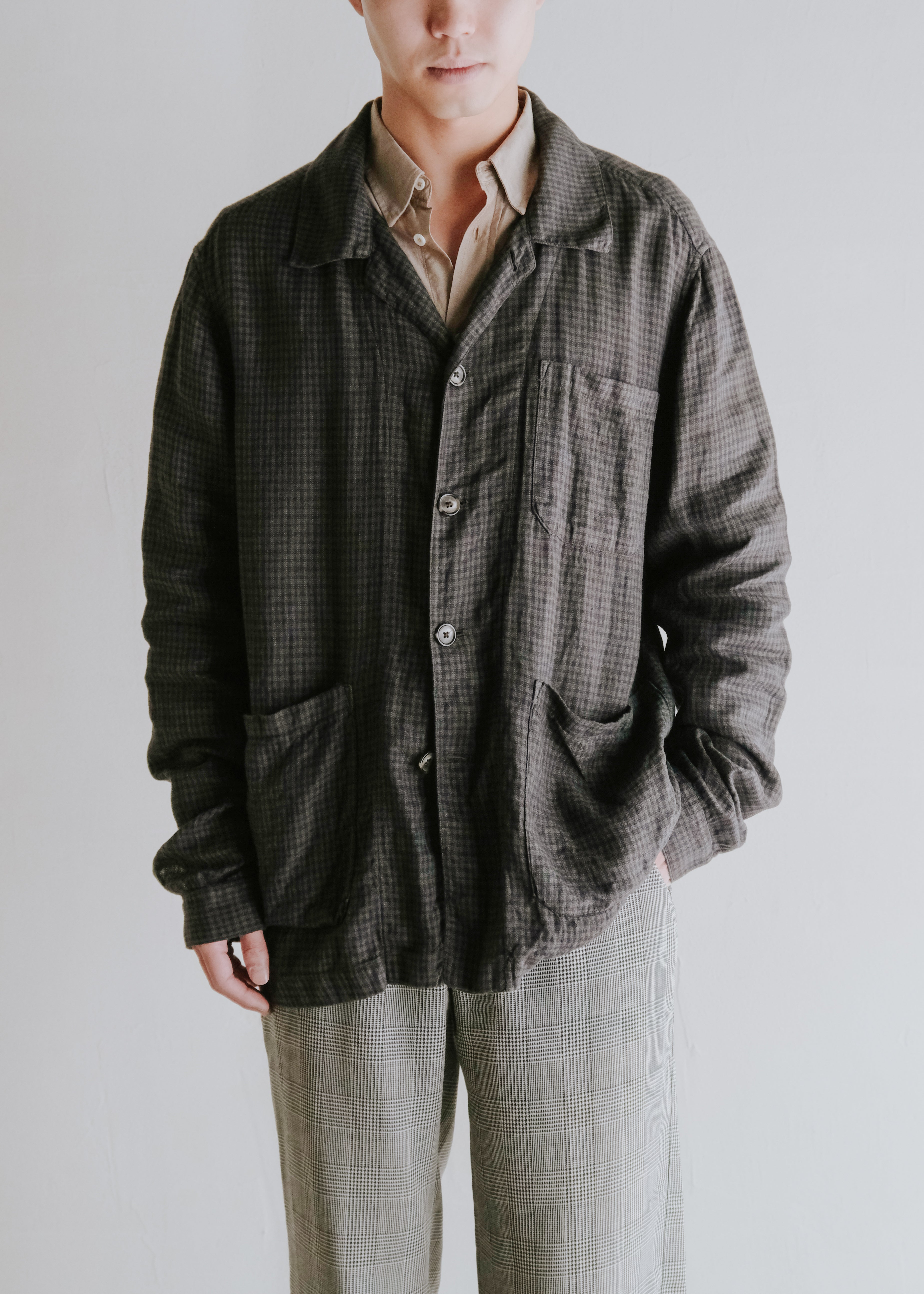 MARCEL LASSANCE PARIS checkers cotton shirt jacket
