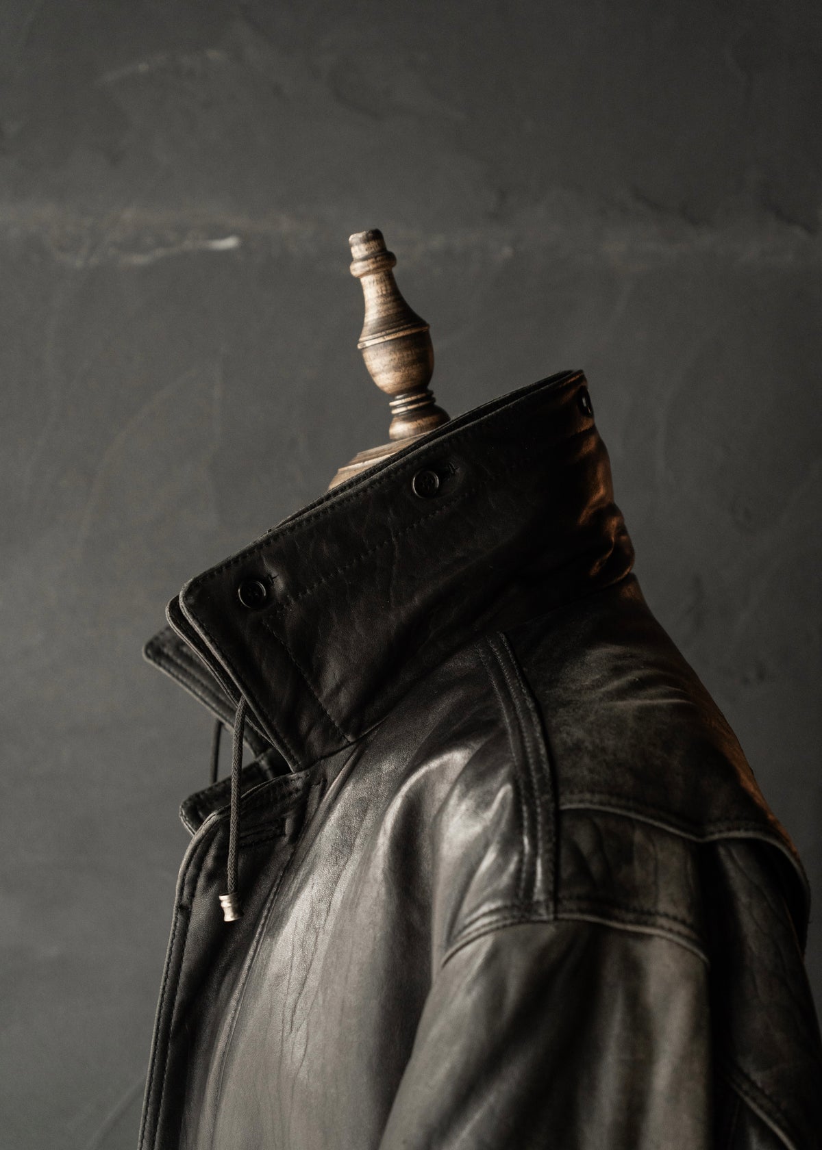 80-90's RUFFO fly front hooded leather blouson