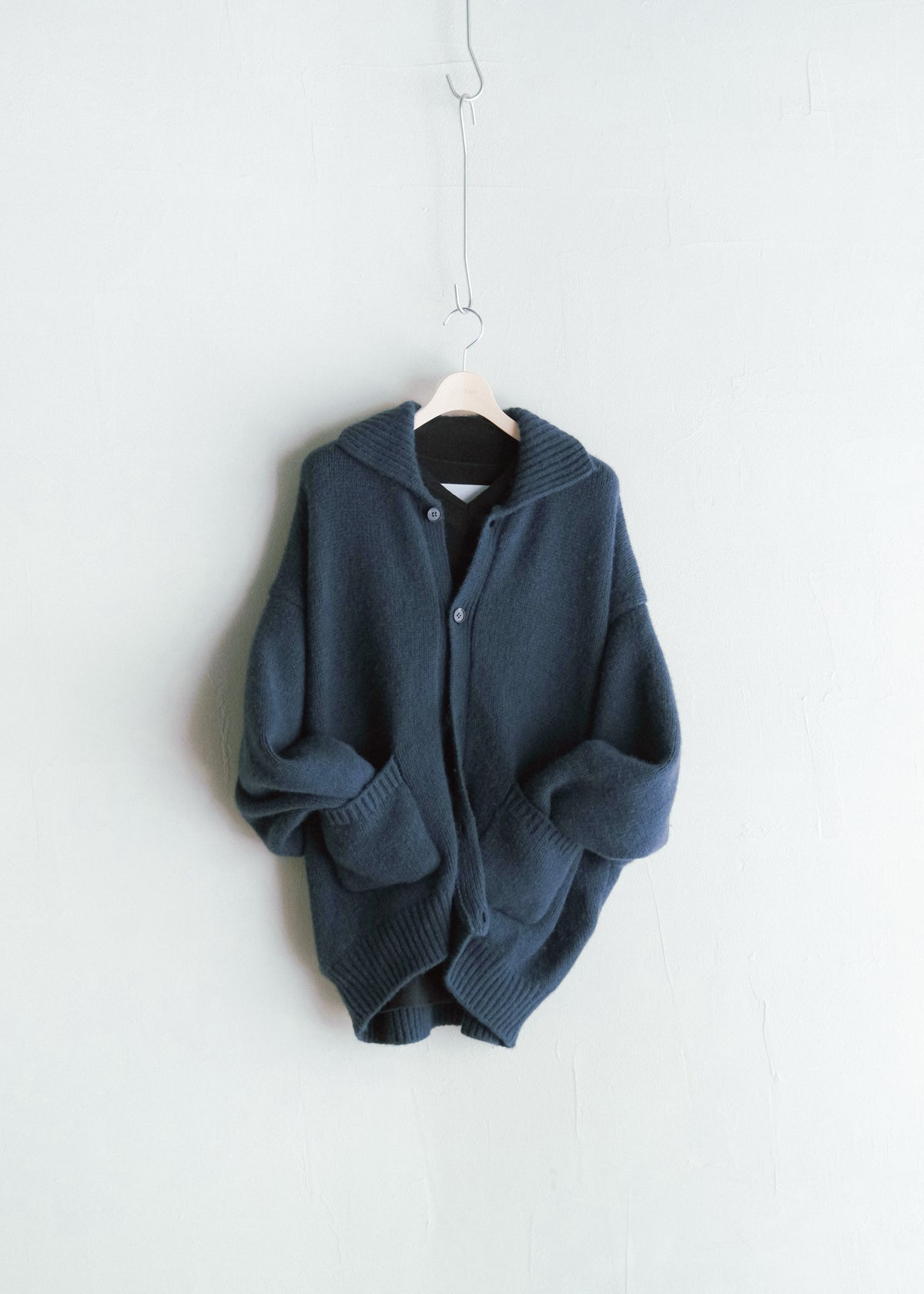 nonnotte 26AW Draping Shawl Collar V Pullover Pure Cashmere Knit