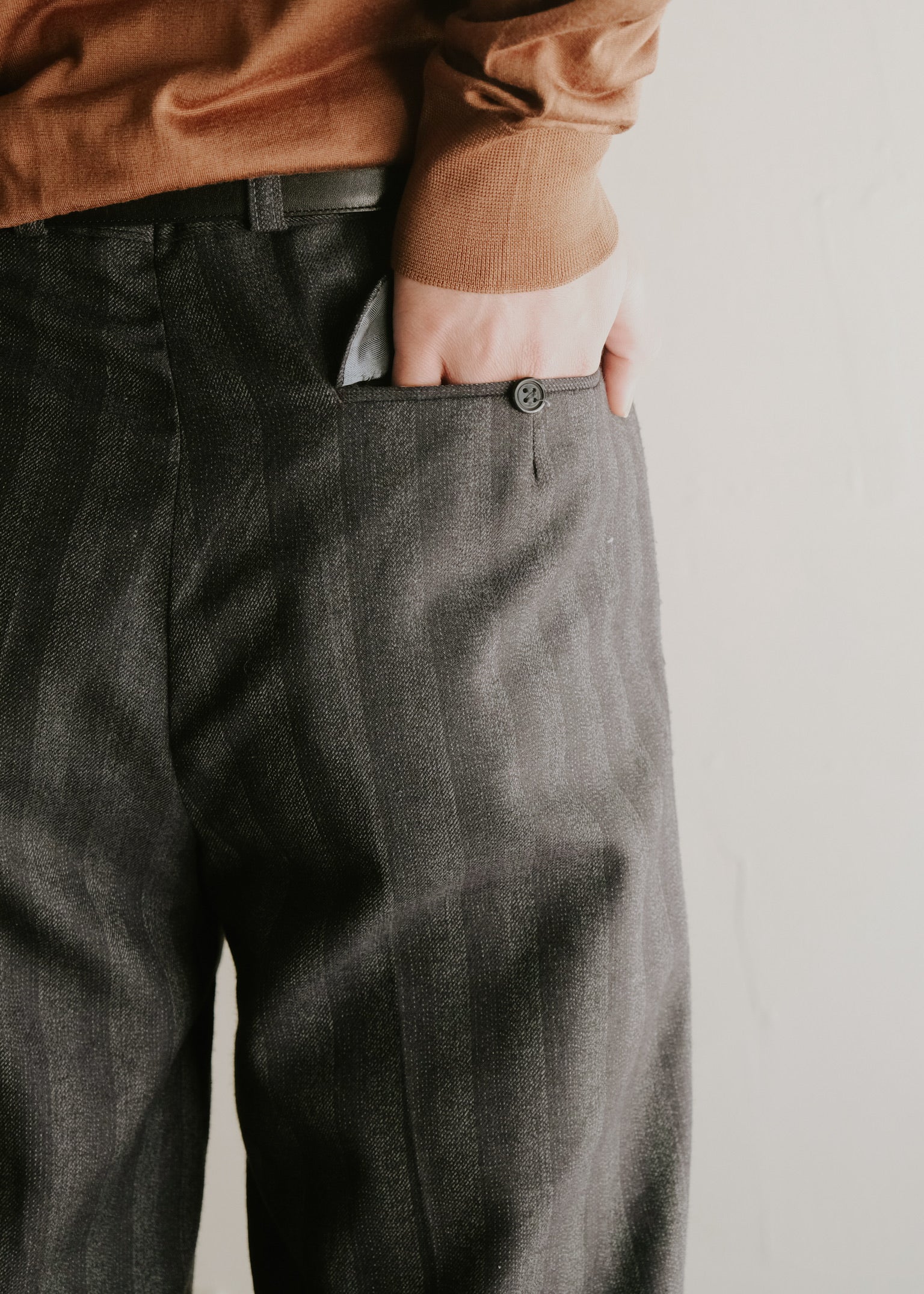 70-80's euro vintage two tucked stripes trousers