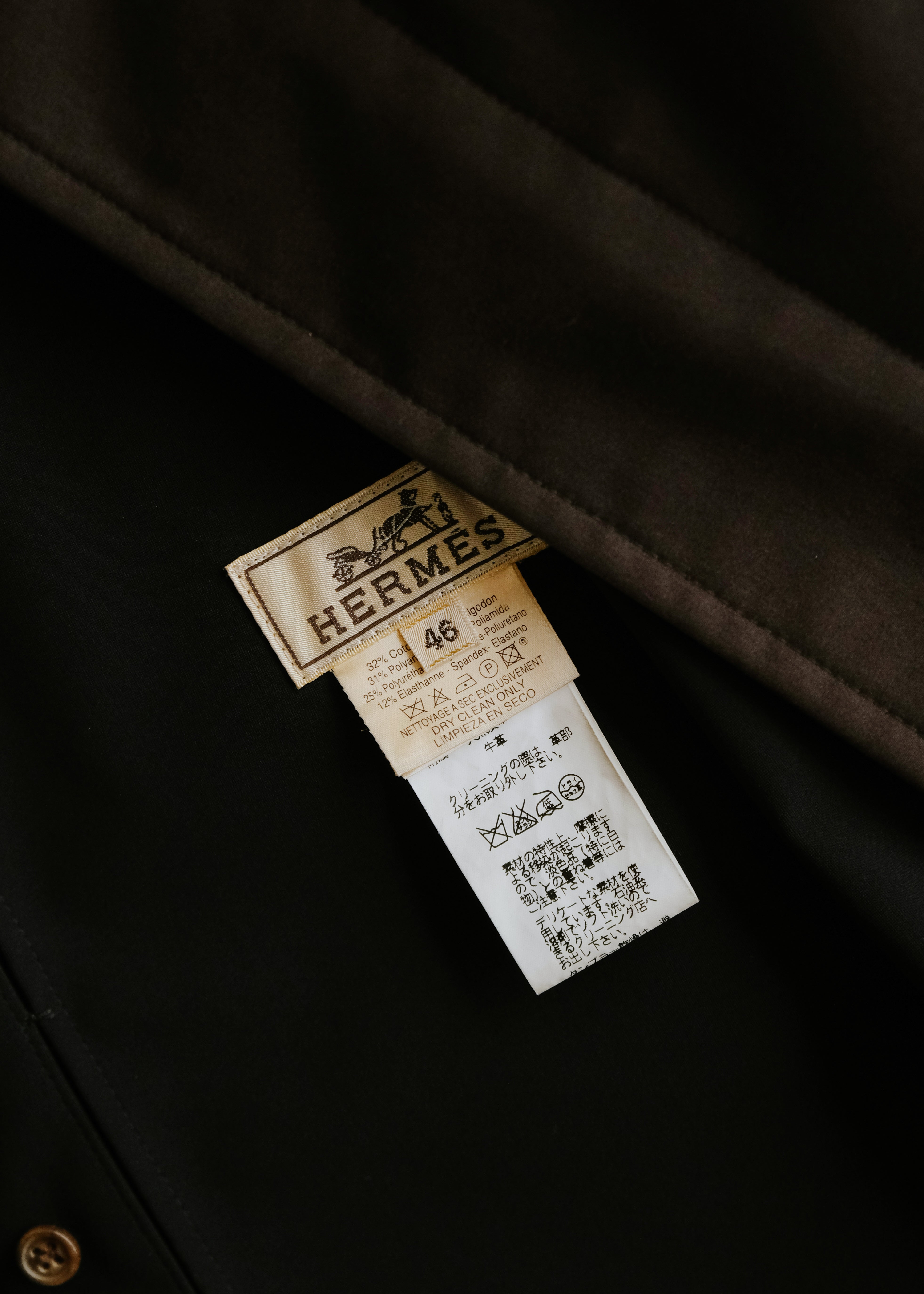00's HERMÈS waxed cotton multiple belted coat