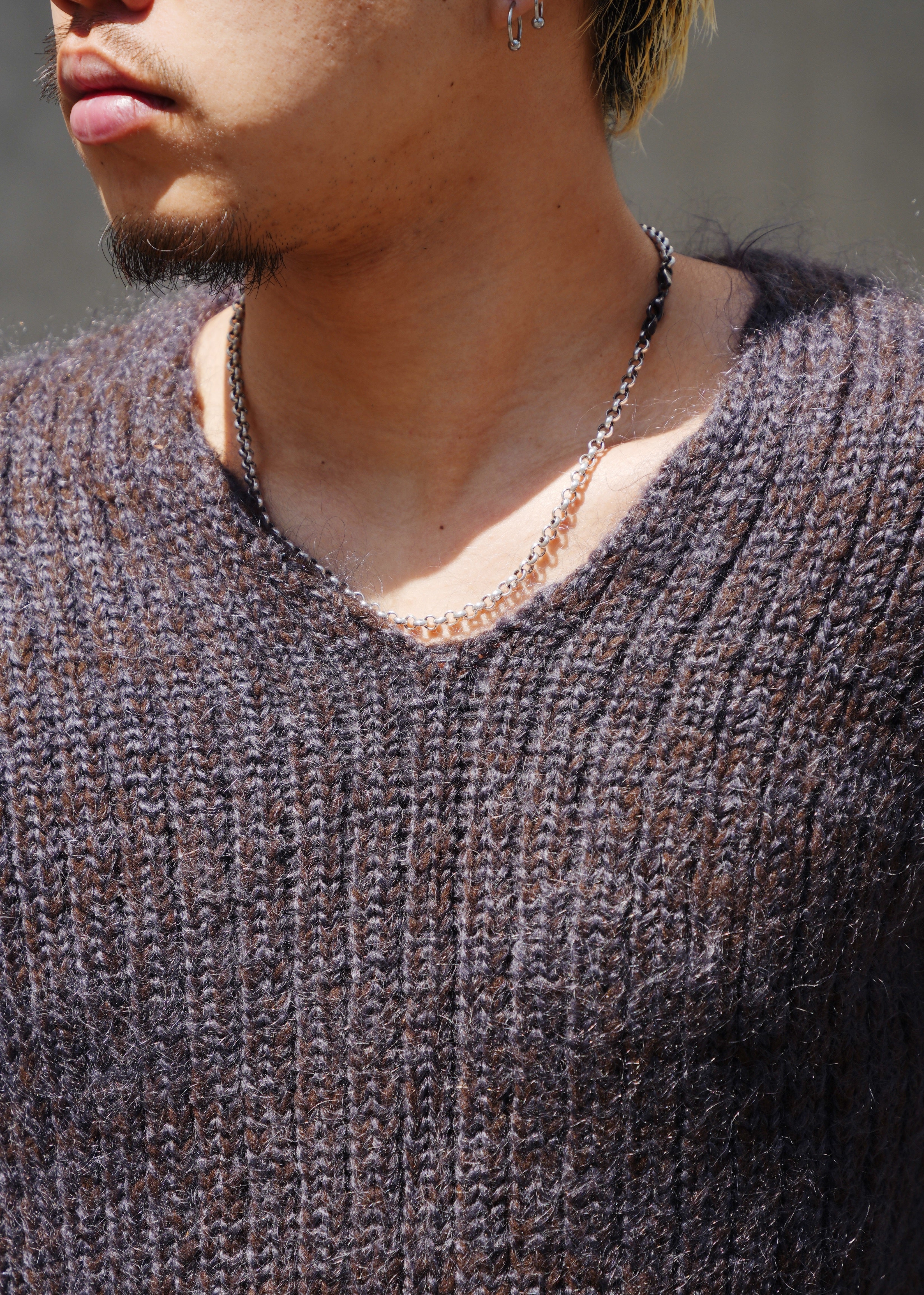90's A.P.C. v neck low gage mohair knit
