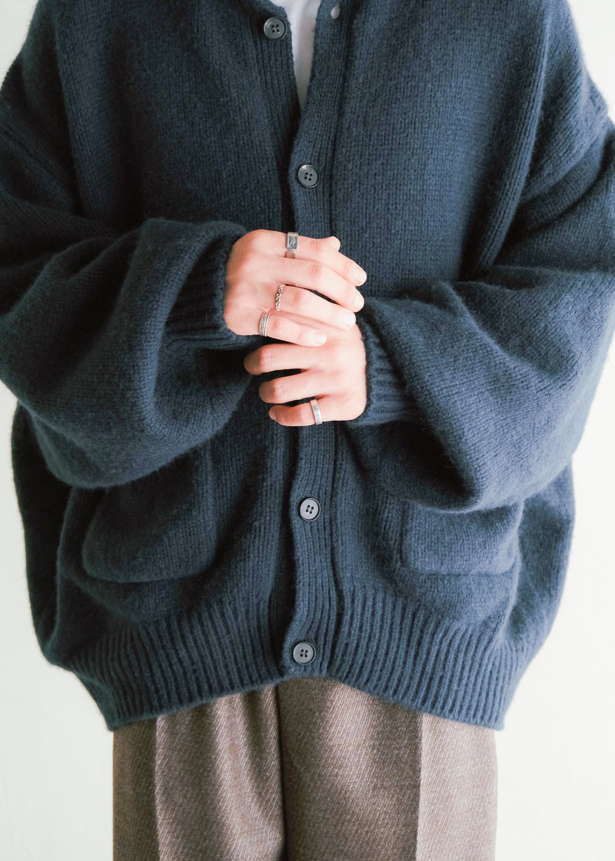 nonnotte 26AW Draping Knit Cardigan Jacket Low Count Wool Knit