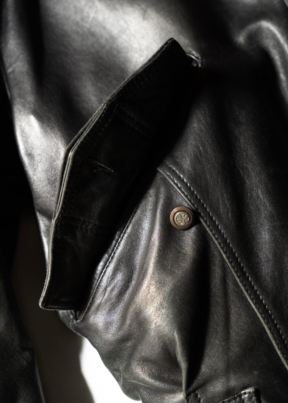 80-90's RUFFO fly front hooded leather blouson