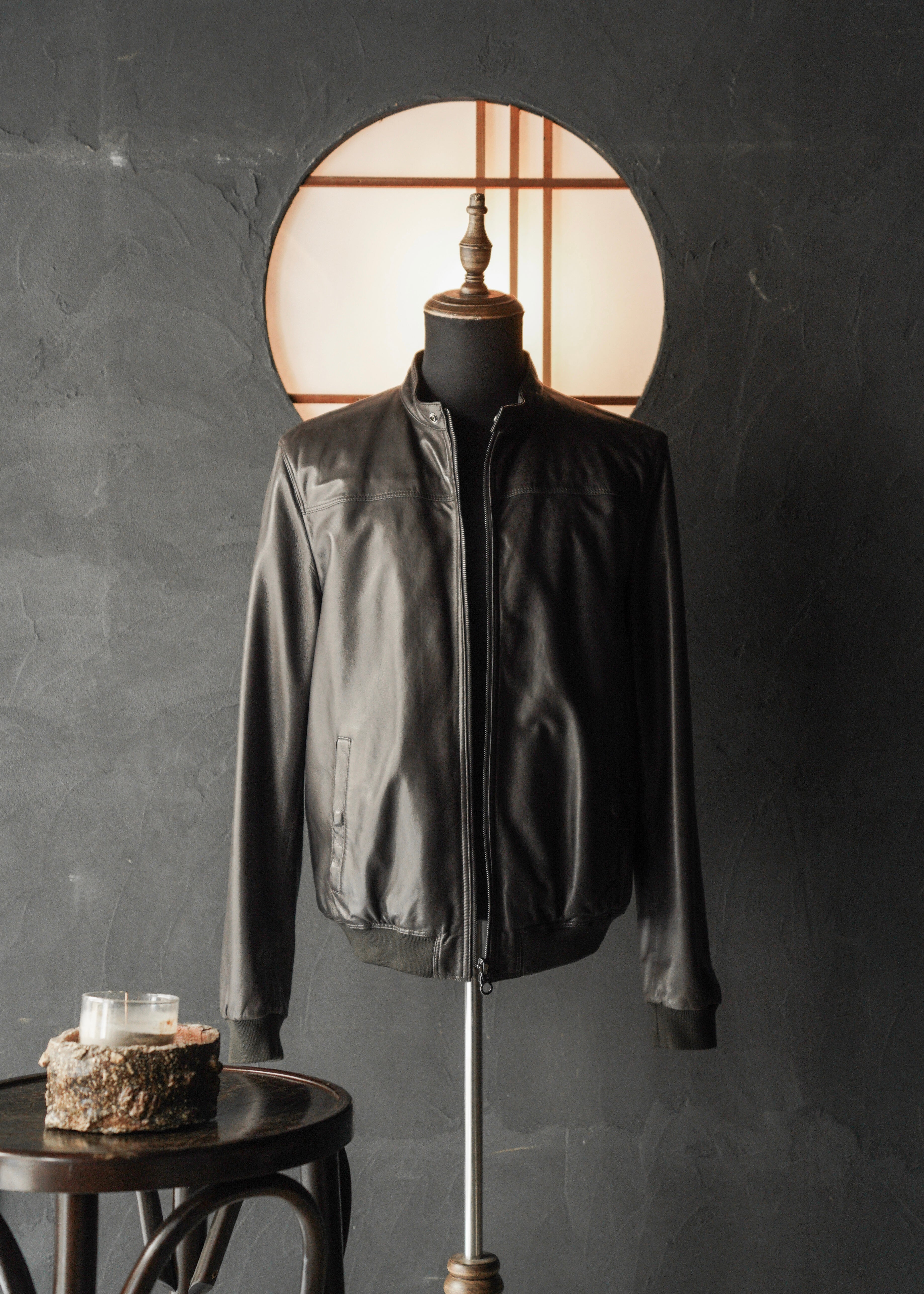 90’s Salvatore Ferragamo reversible single zip up leather jacket