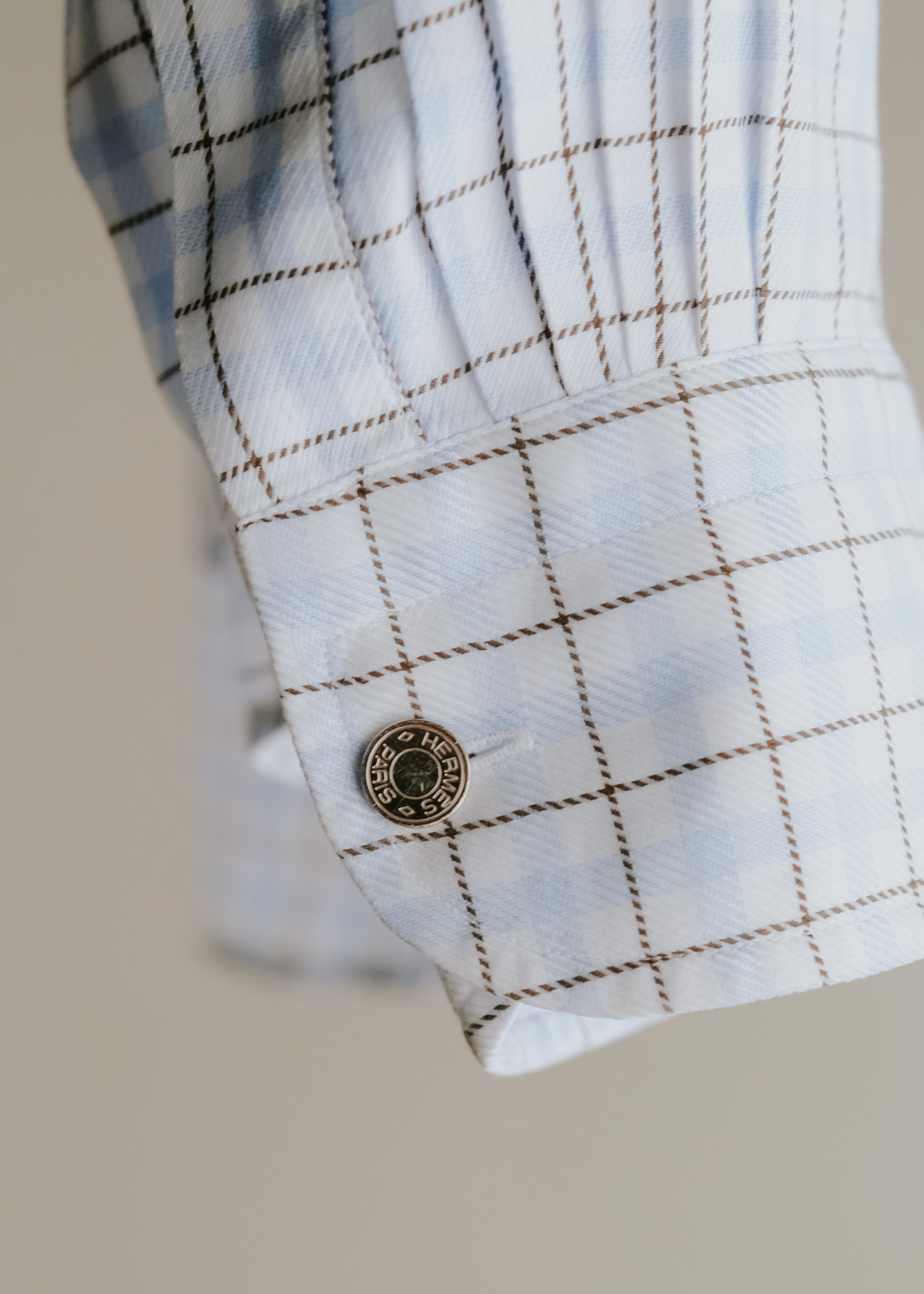 80-90's HERMÈS windowpane check button down shirt
