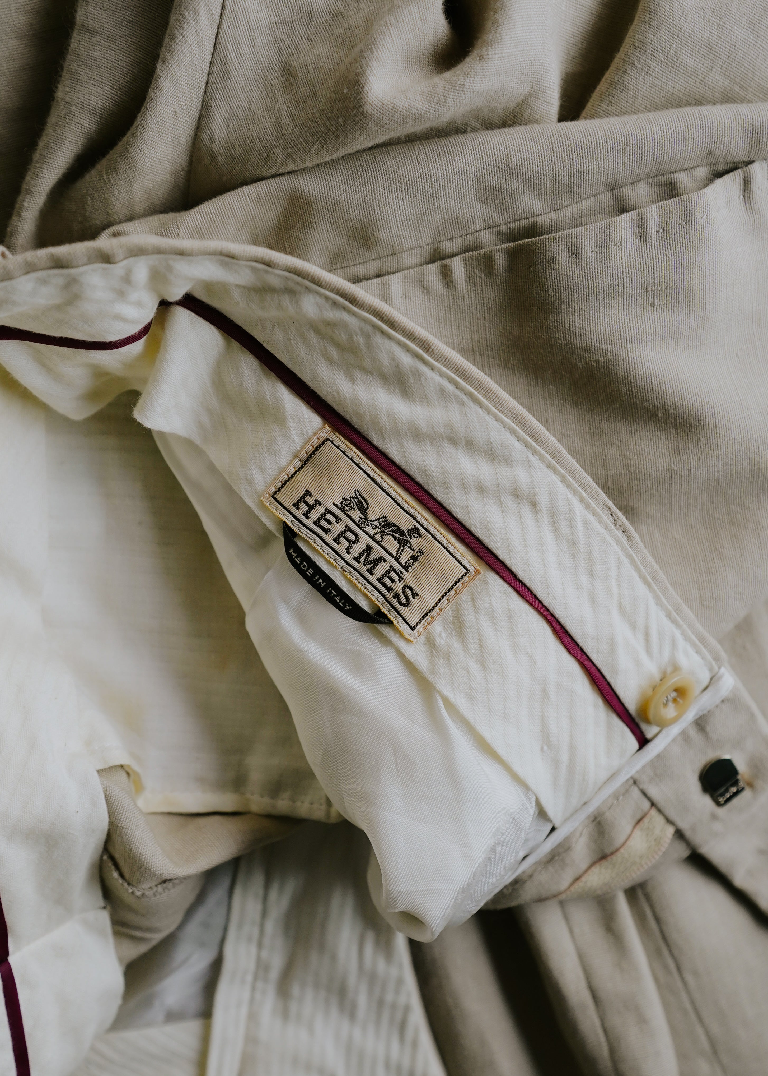90-00's HERMÈS wide straight summer slacks