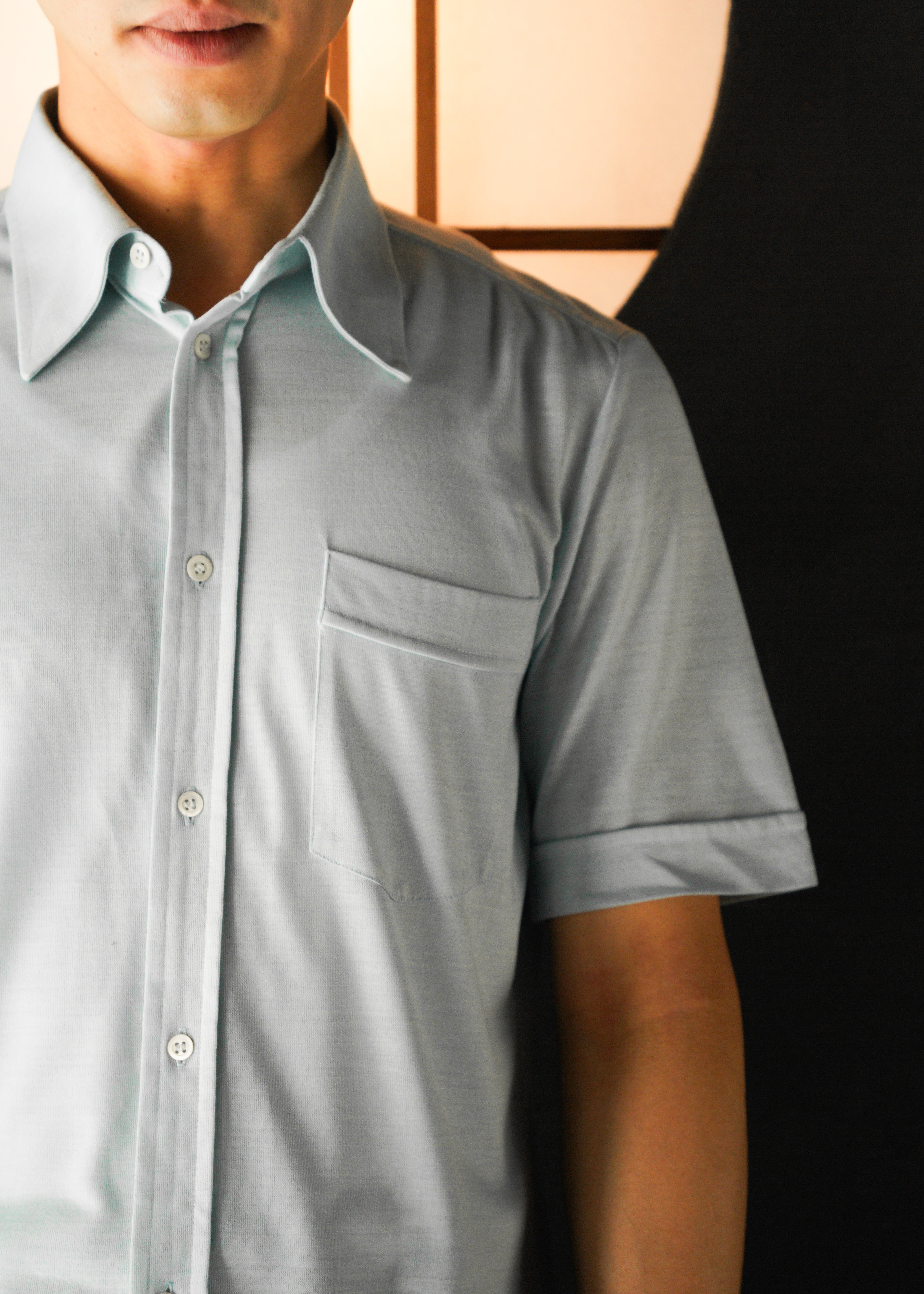 70-80’s long collar half sleeve stretch shirts
