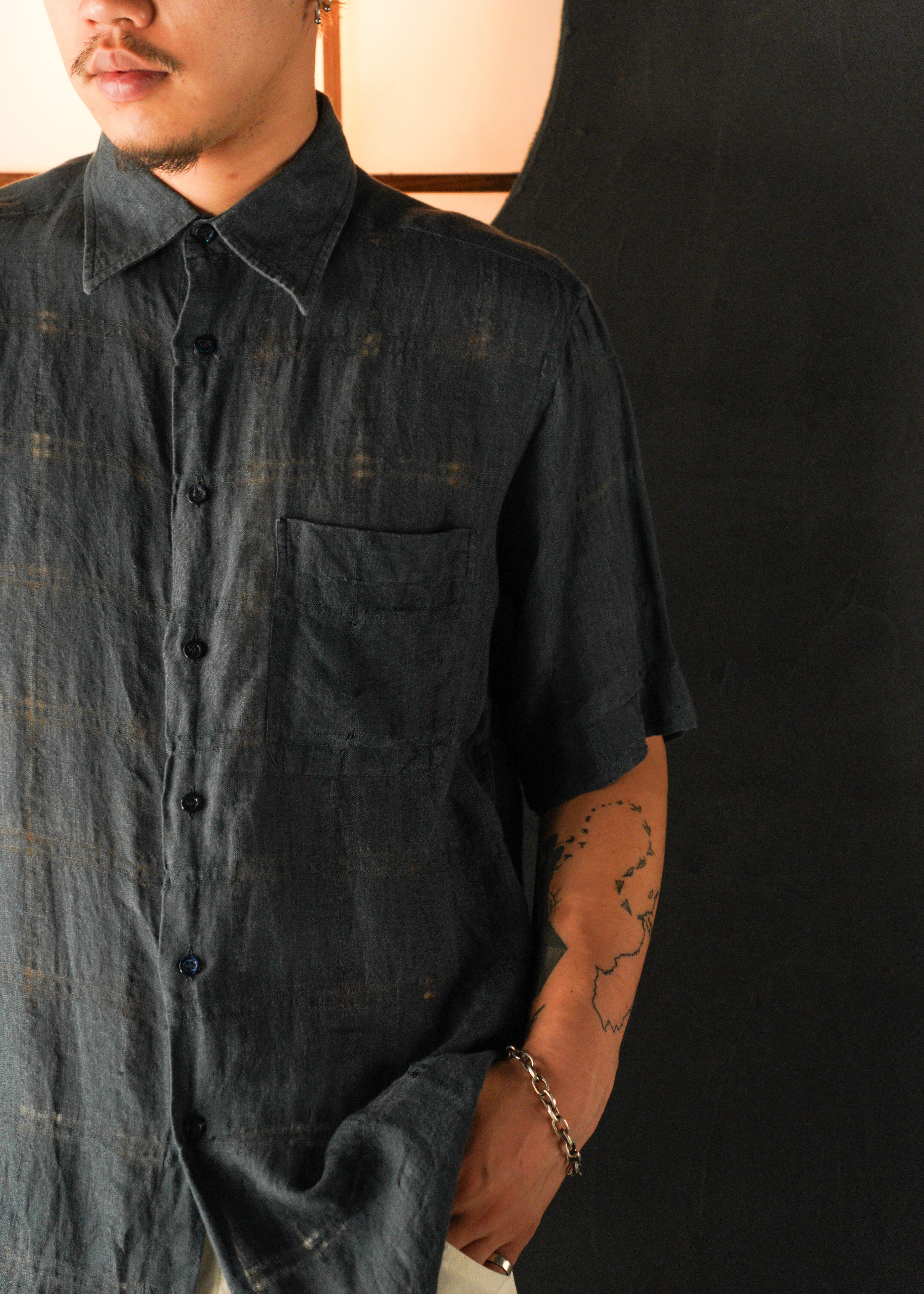 Ermenegildo Zegna regular collar half sleeve linen shirt