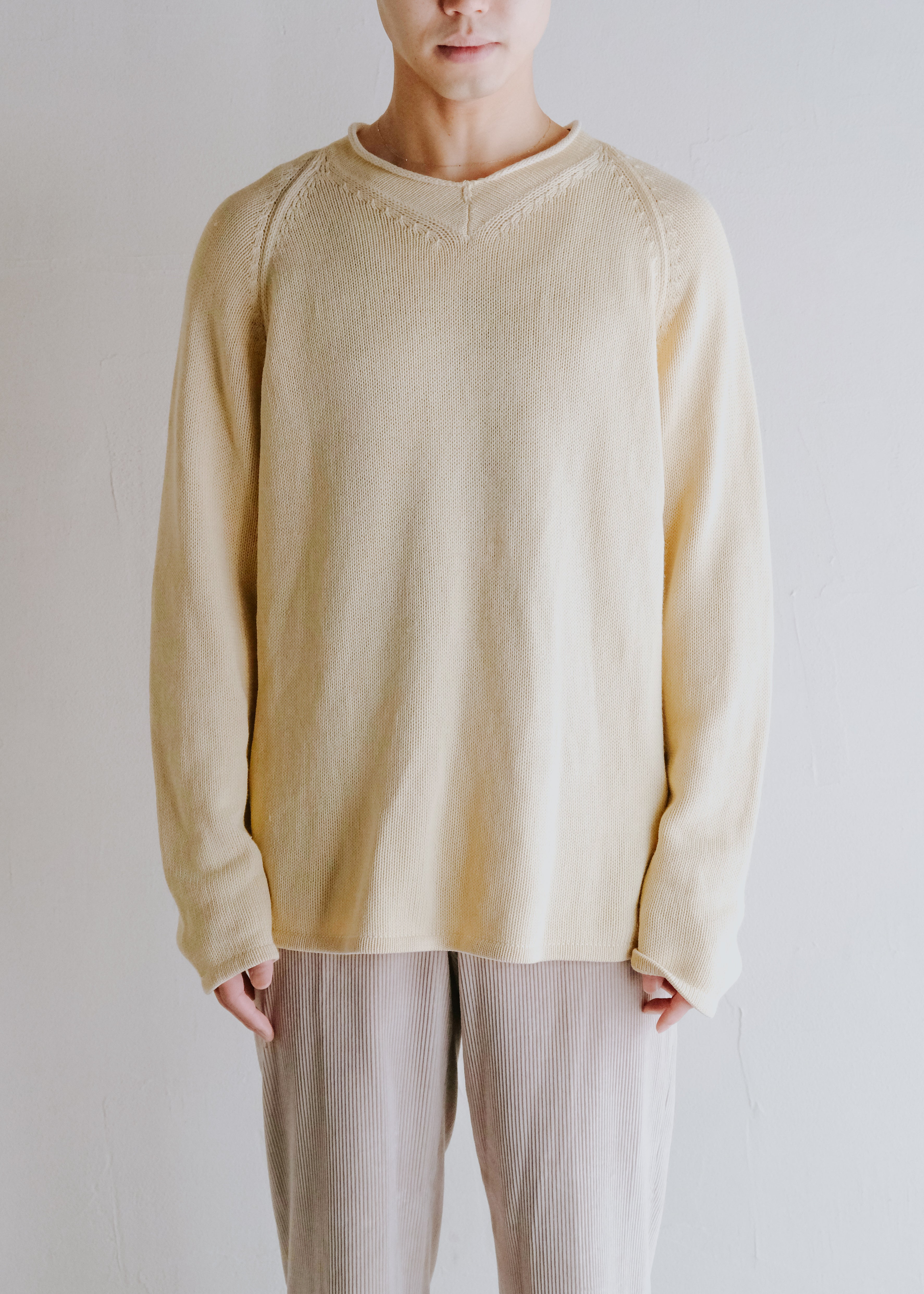 00's HERMÈS cashmere lining cotton raglan sleeves knit