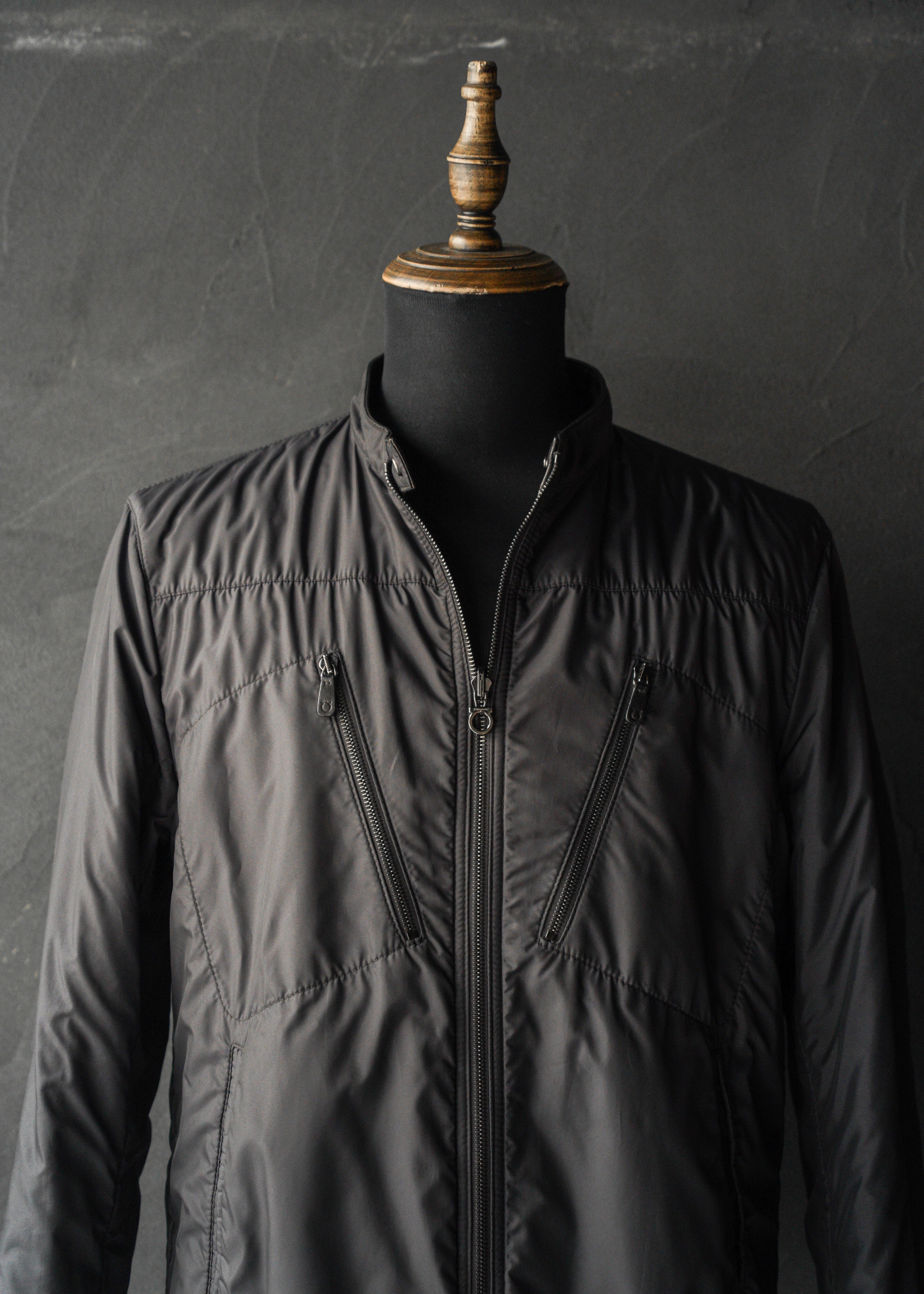 90’s Salvatore Ferragamo reversible single zip up leather jacket