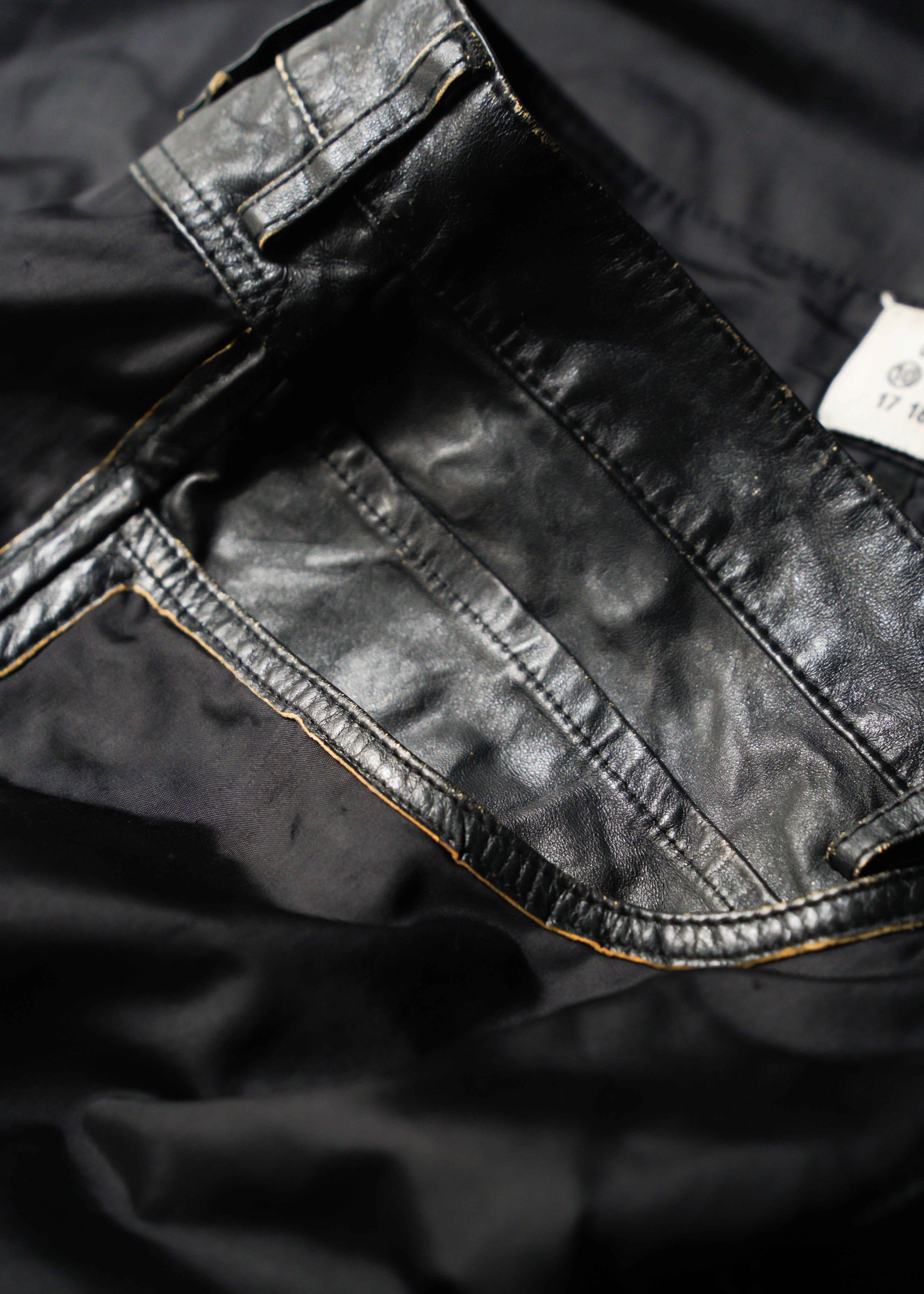 Martin Margiela 07SS switching leather nylon trousers