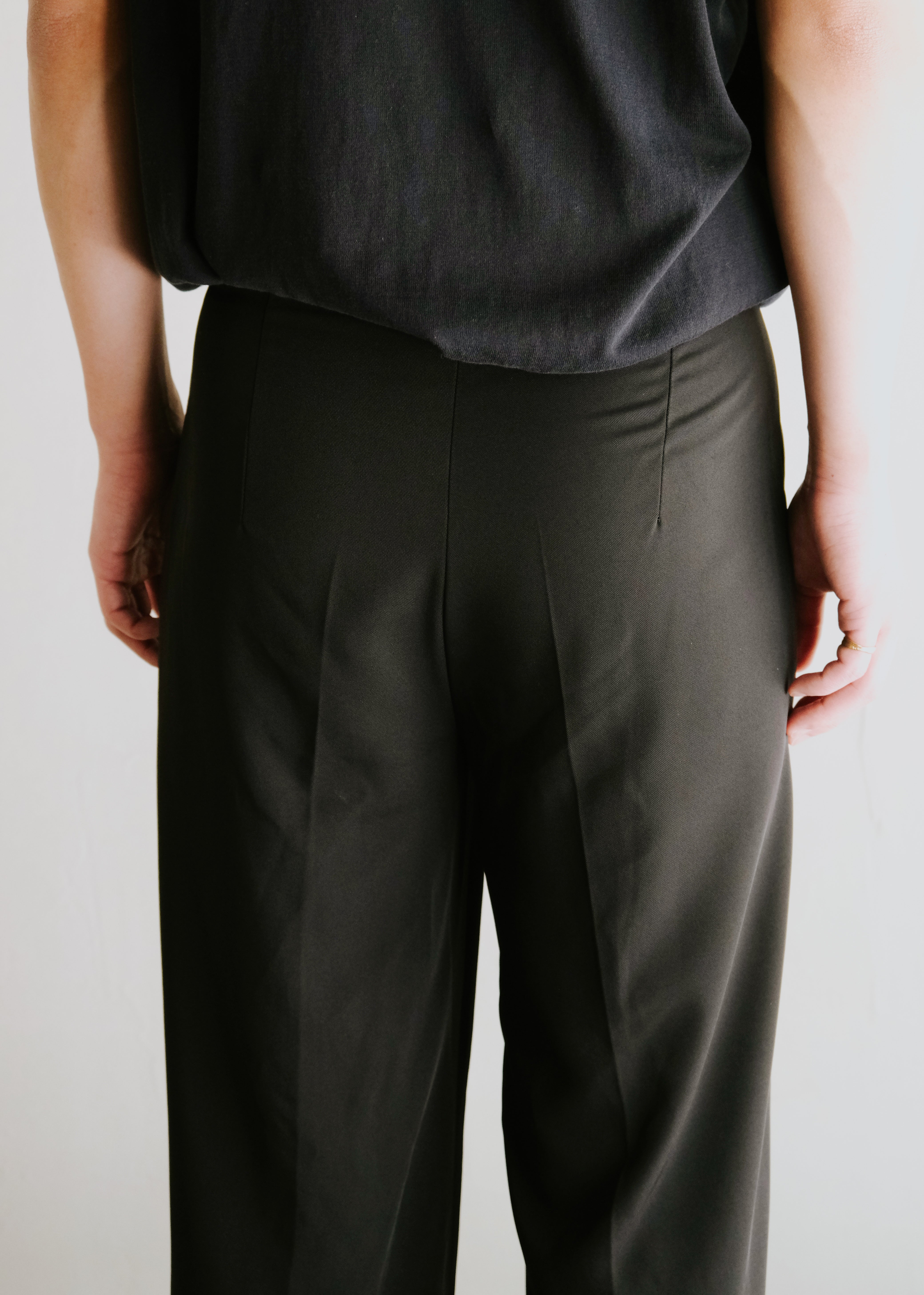 two tucked center crease wide straight slacks